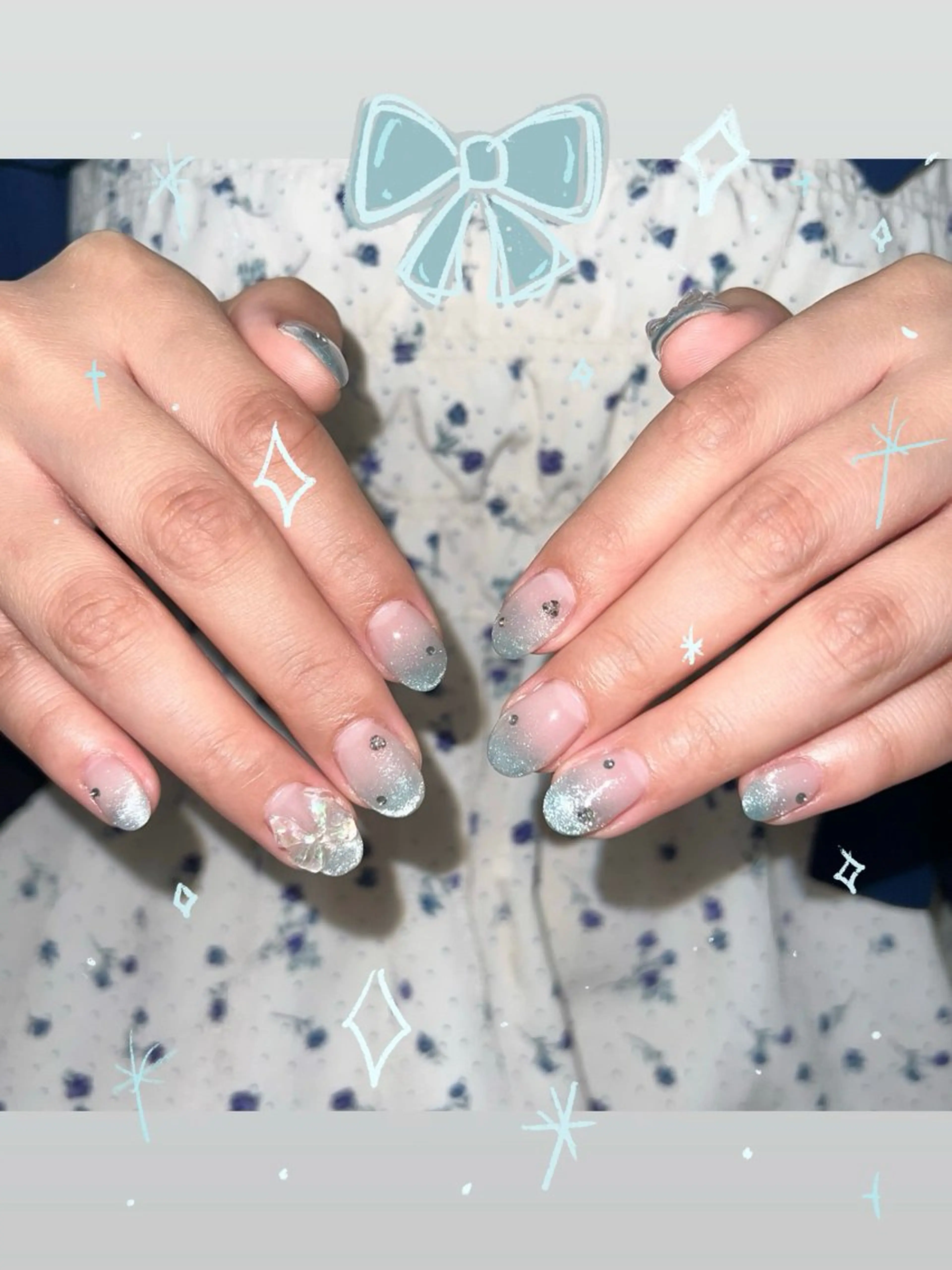 ネイル 氷ネイル・うるうるネイル マグネットネイル ハンドネイル joieang京橋店 SHURIのネイルデザイン