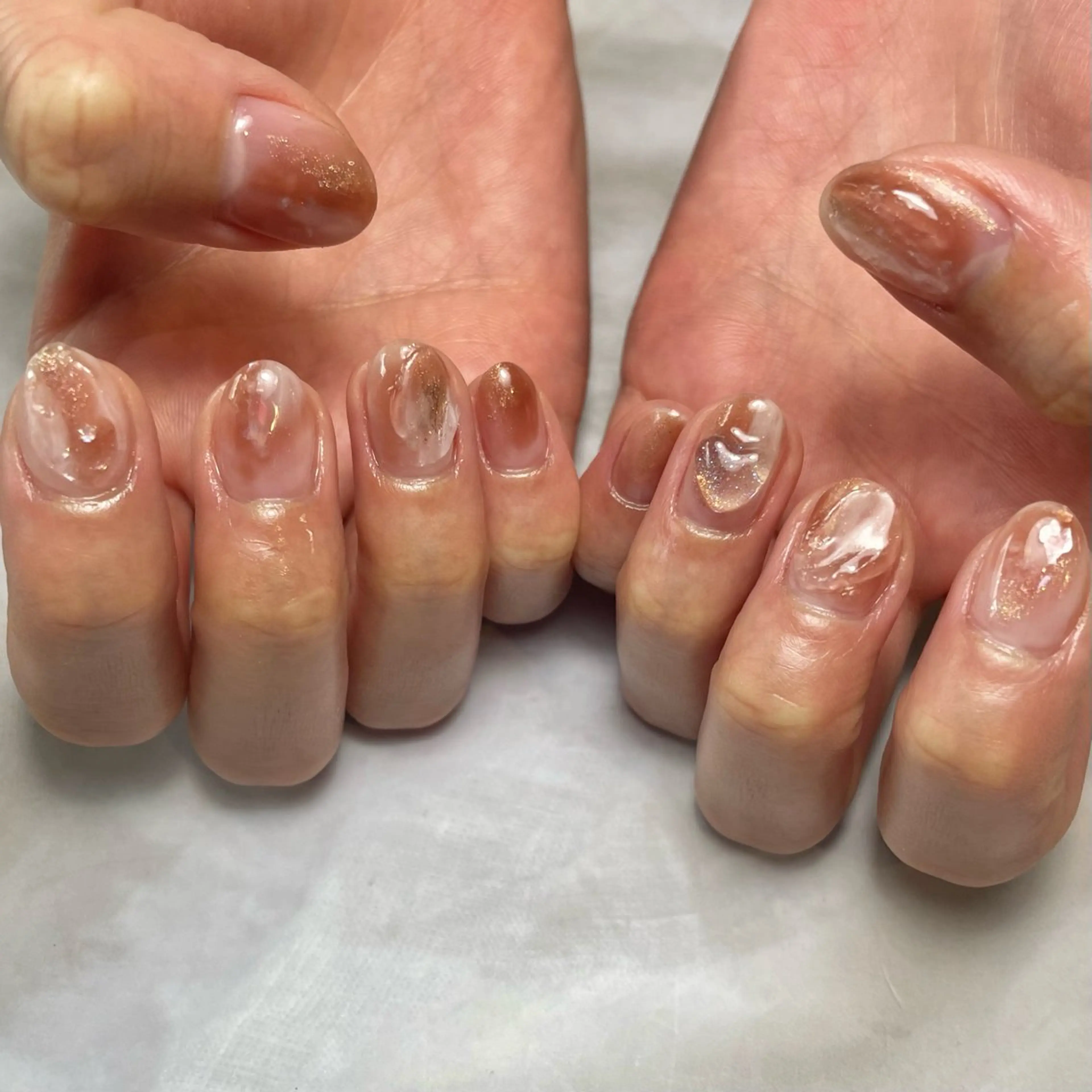 ネイル 持ち込み ニュアンスネイル ぷっくりネイル ハンドネイル Reflection marikoのネイルデザイン