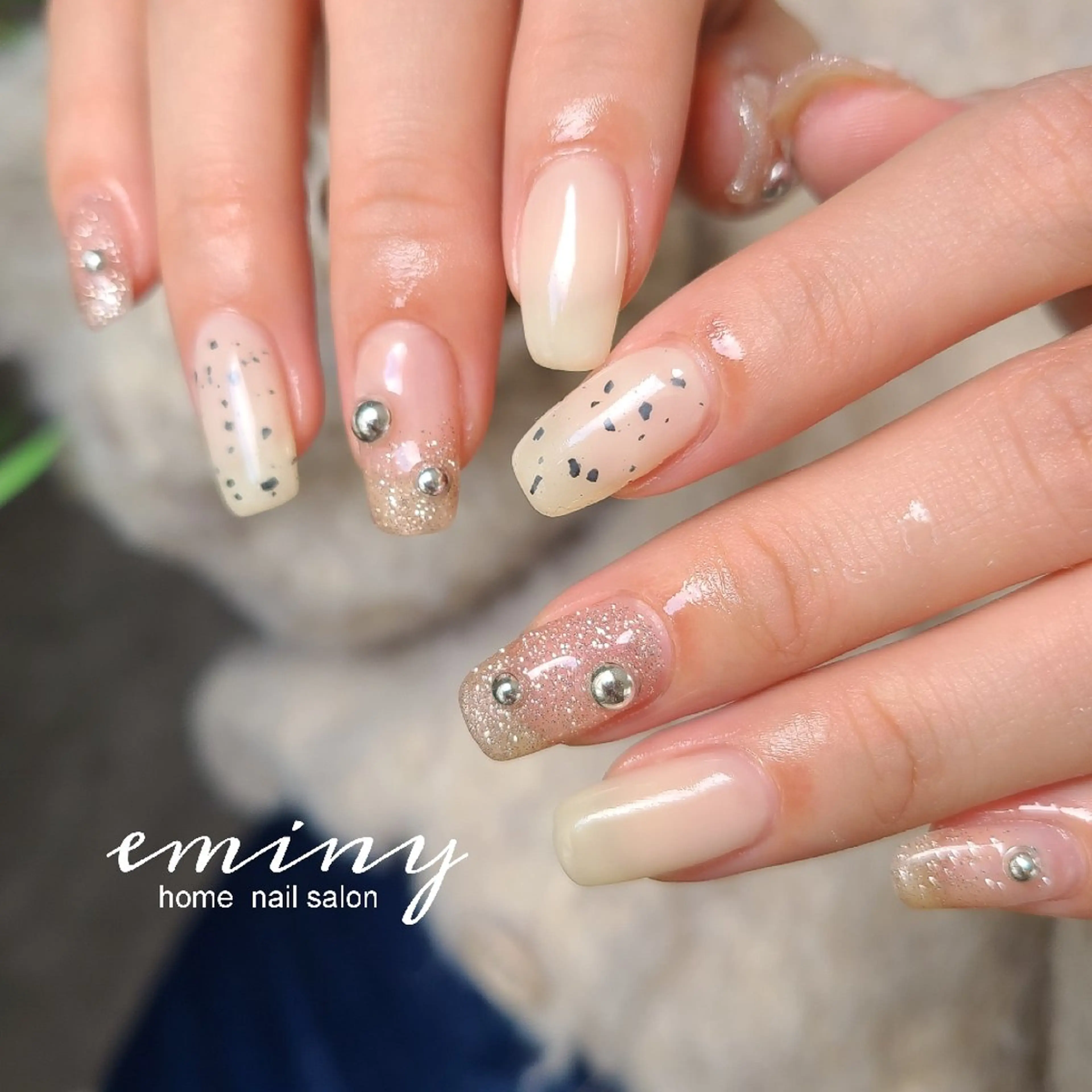 ネイル フラッシュネイル ジェルネイル 韓国ネイル ぷっくりネイル 春ネイル ハンドネイル nail salon  eminyのネイルデザイン