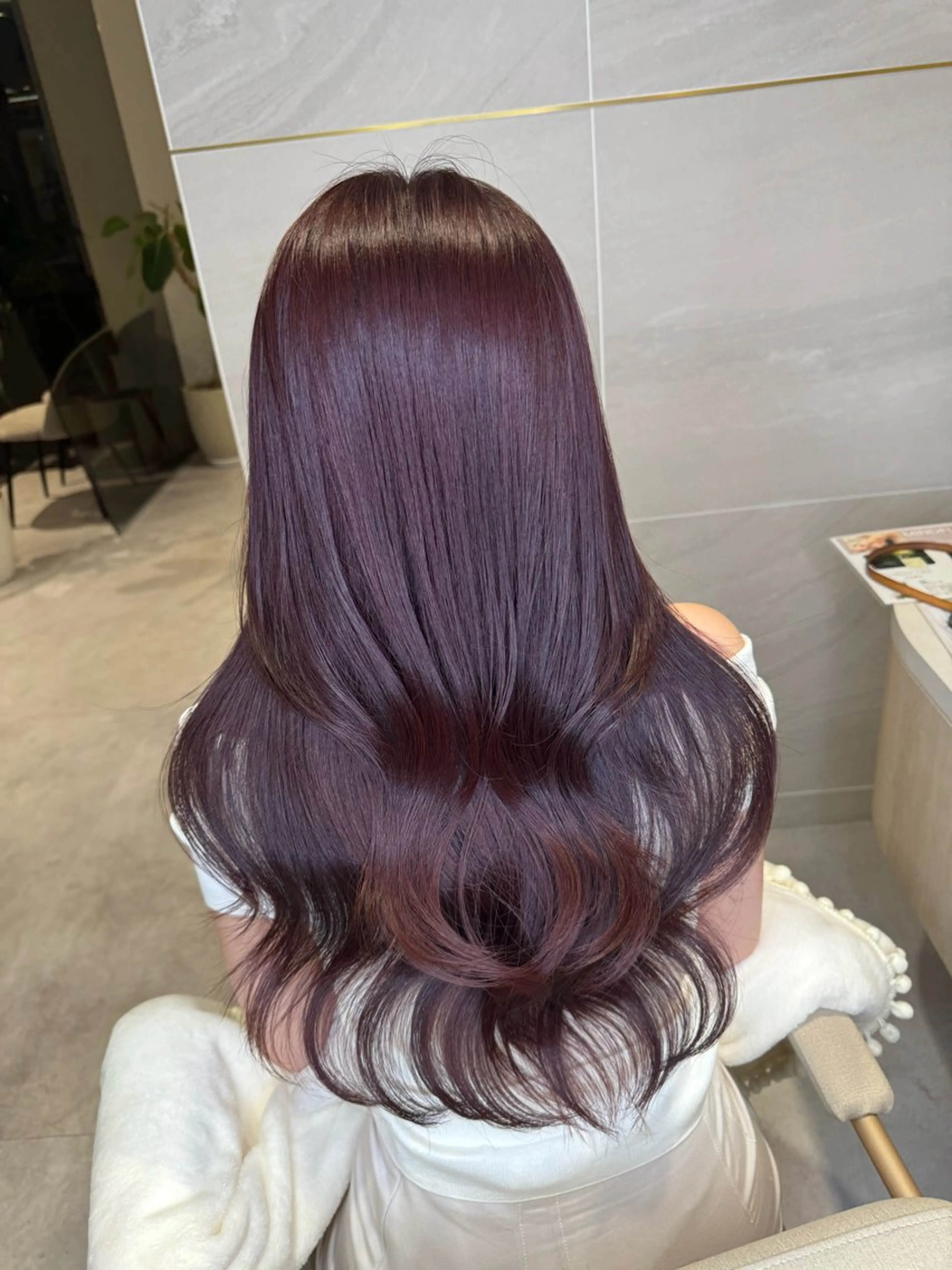 ロング カラー 似合わせカット 小顔カット 縮毛矯正 カット ヘアカラー 韓国風/小顔レイヤー /艶カラーのヘアスタイル