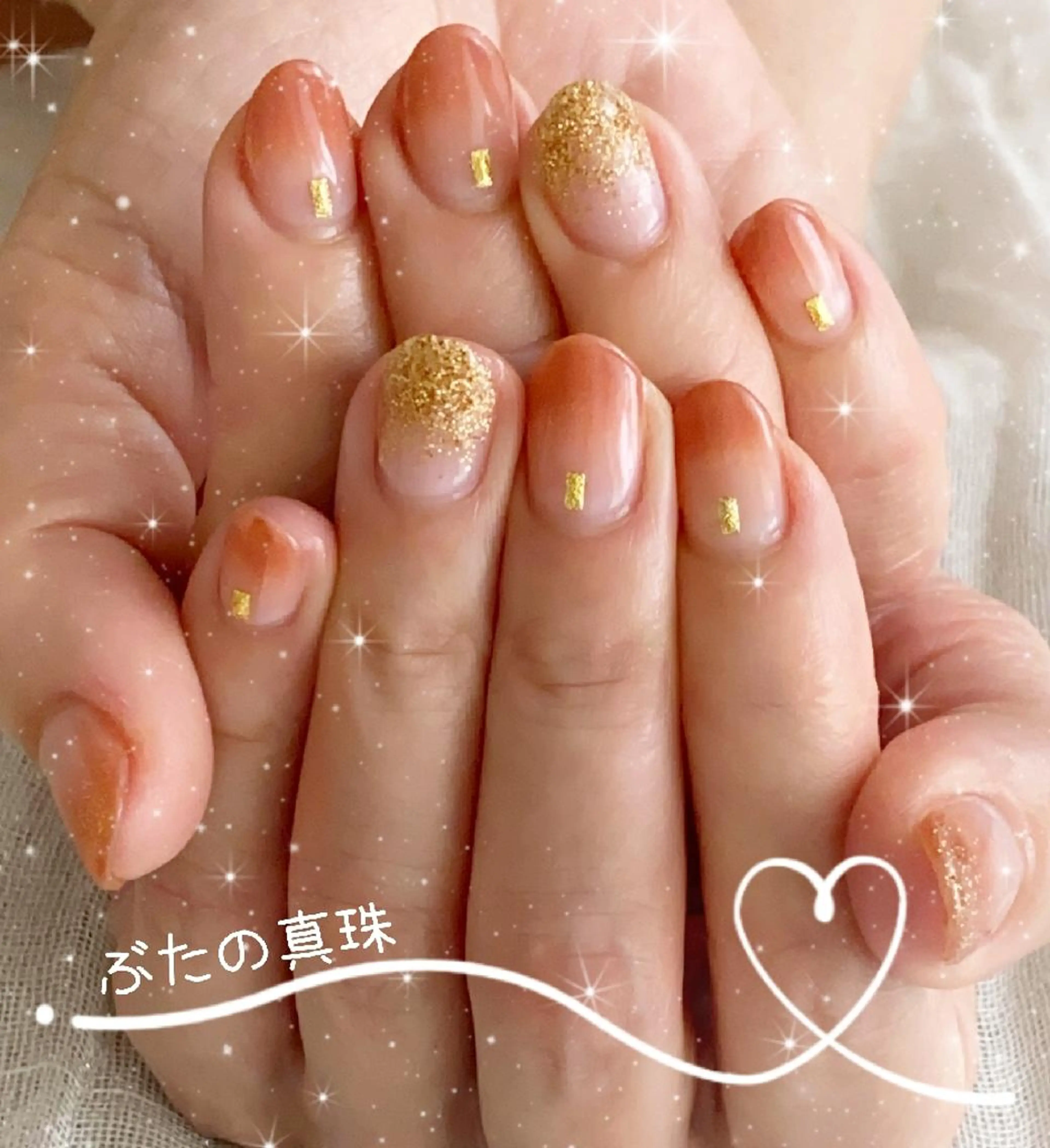 ネイル ブラウン ゴールド グラデーション ハンドネイル 林 珠里のネイルデザイン