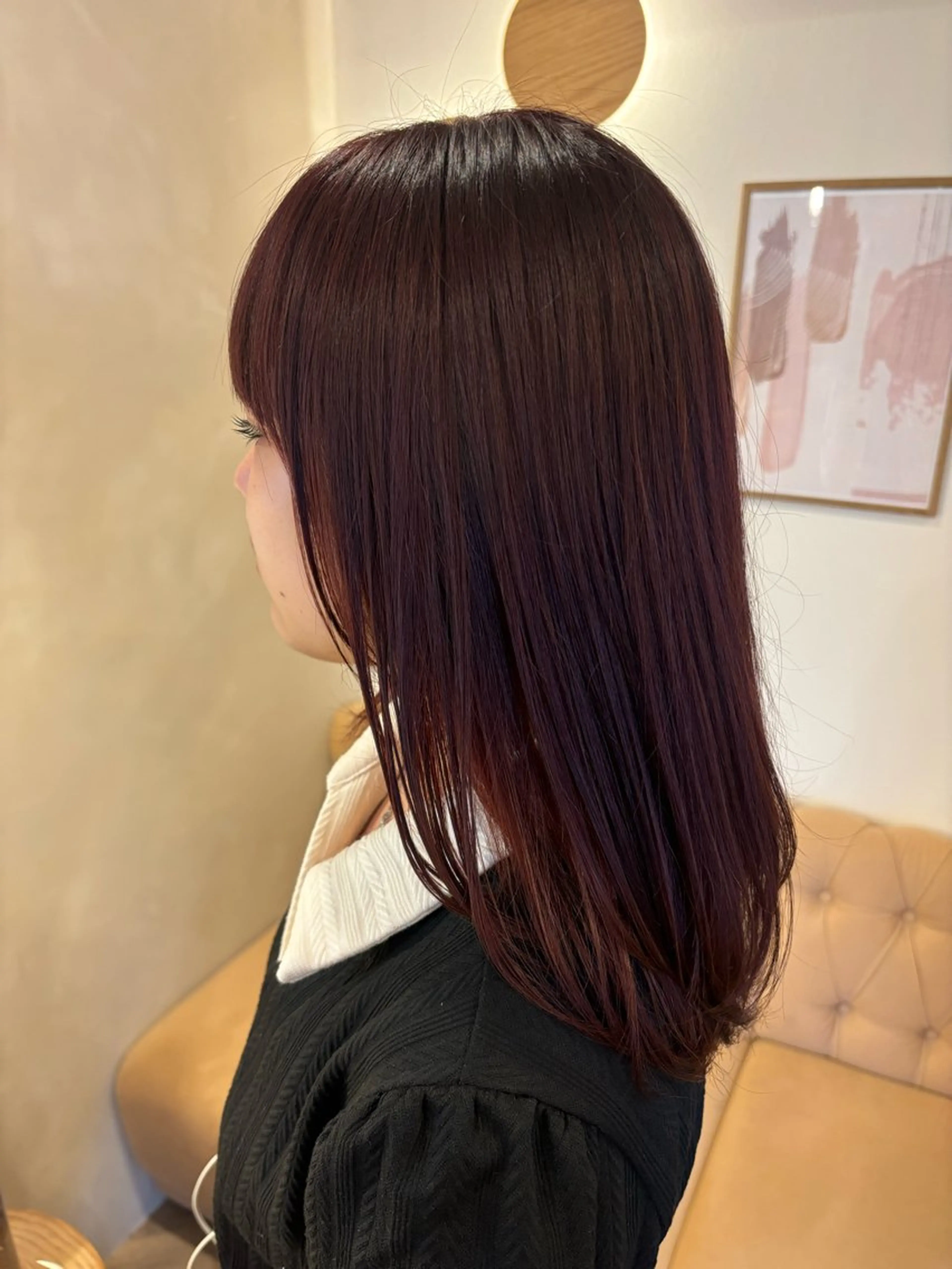 セミロング カラー ヘアカラー トリートメント ミルクティ/ピンク/ レイヤー/yuriaのヘアスタイル