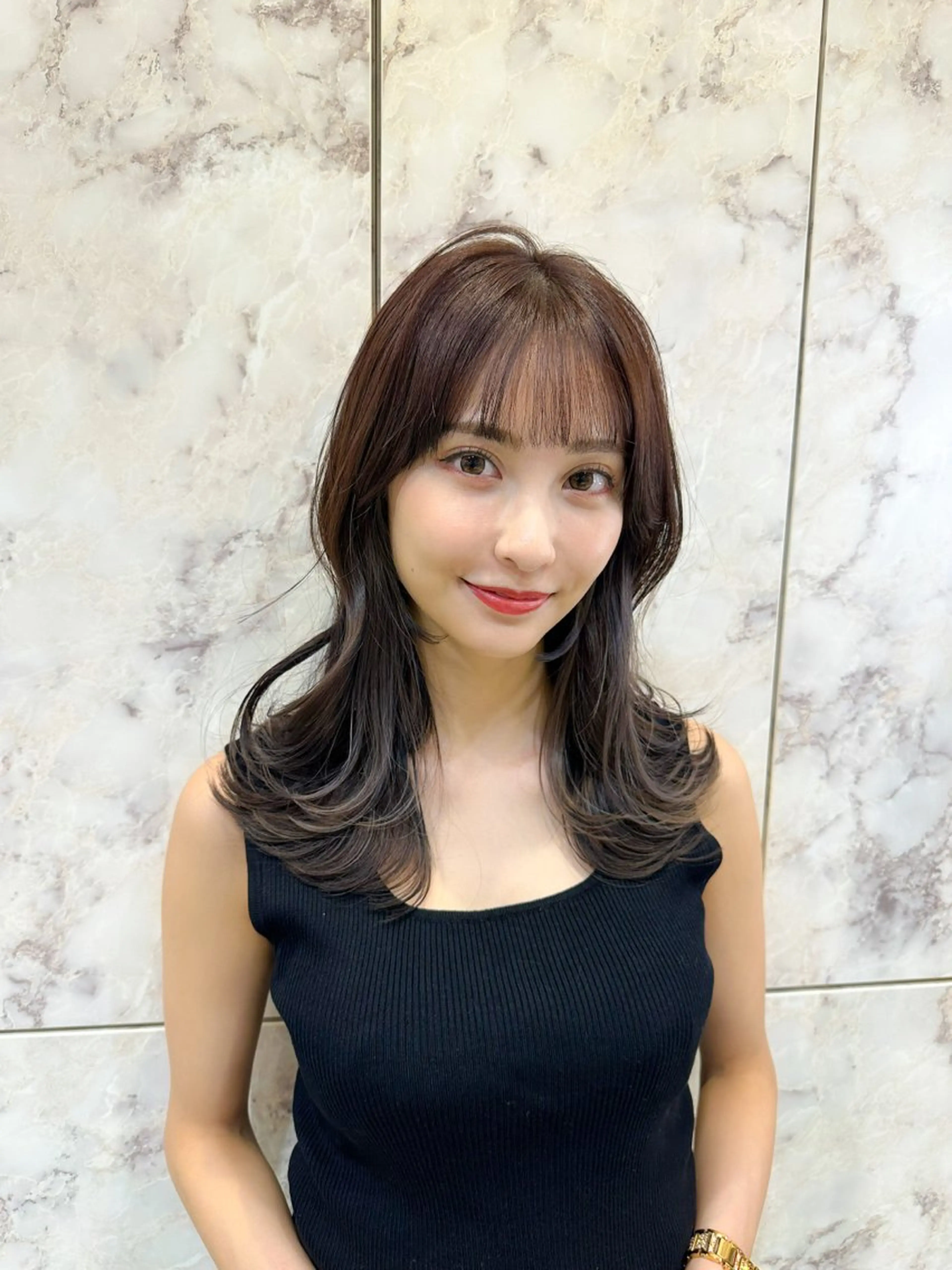 セミロング カラー カット ヘアカラー トリートメント 新宿/韓国風レイヤー 髪質改善/渋谷直樹のヘアスタイル