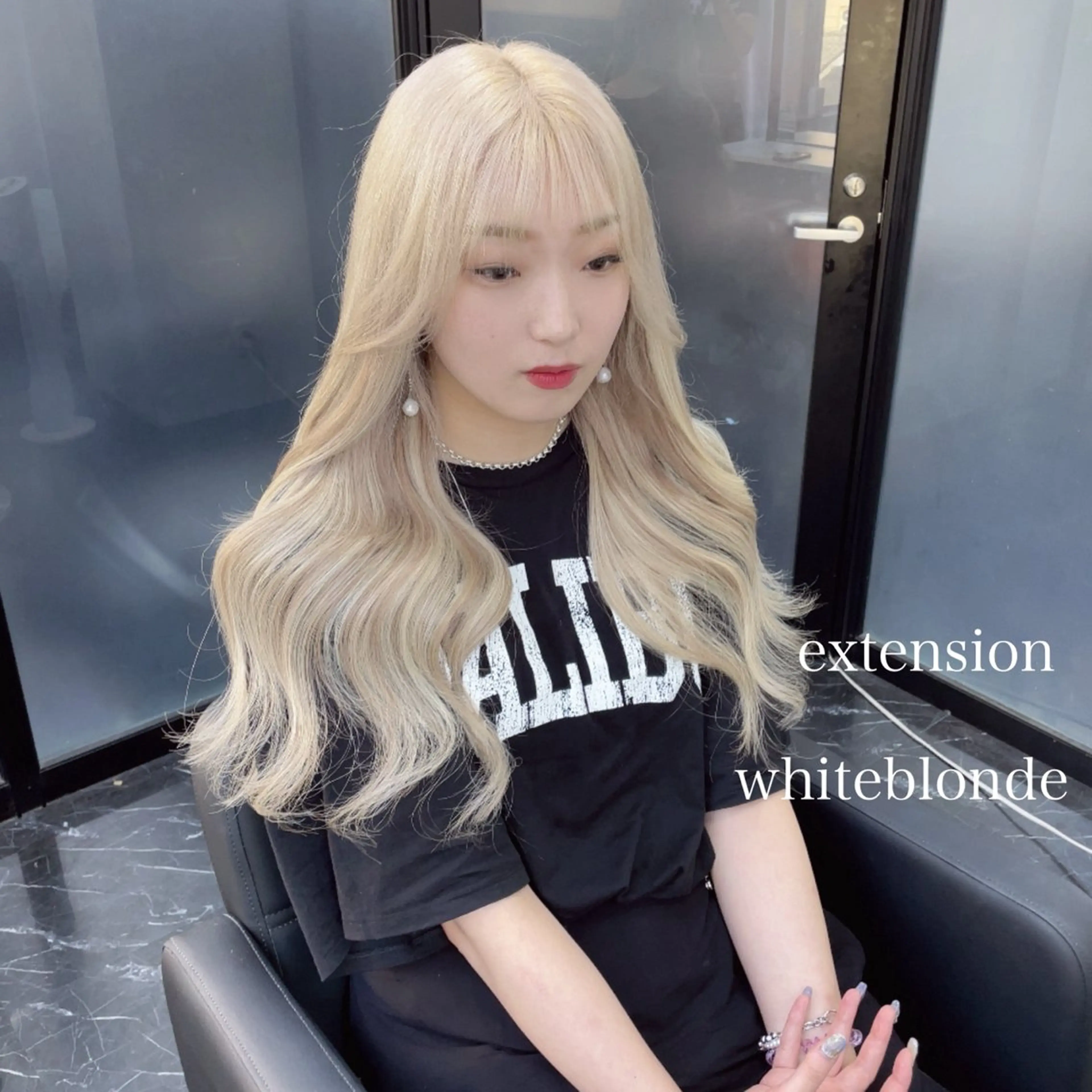 ロング カラー エクステ エクステ🩵ブリーチ 韓国ヘア🩵KAEのヘアスタイル