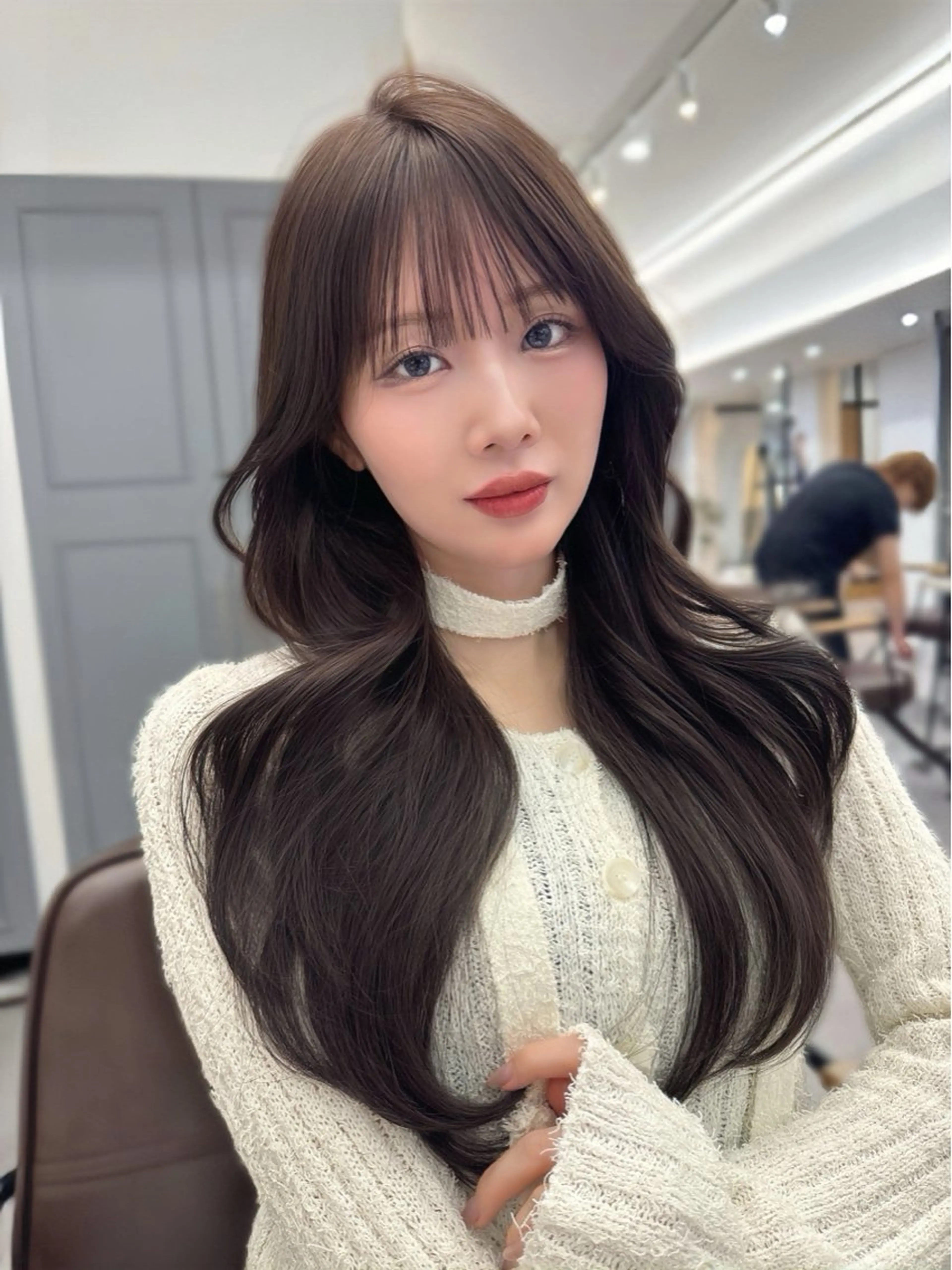 ロング カラー くびれヘア 韓国風ヘア カット ヘアカラー トリートメント 日本一の小顔カット/ ボブ/顔周り/韓国のヘアスタイル