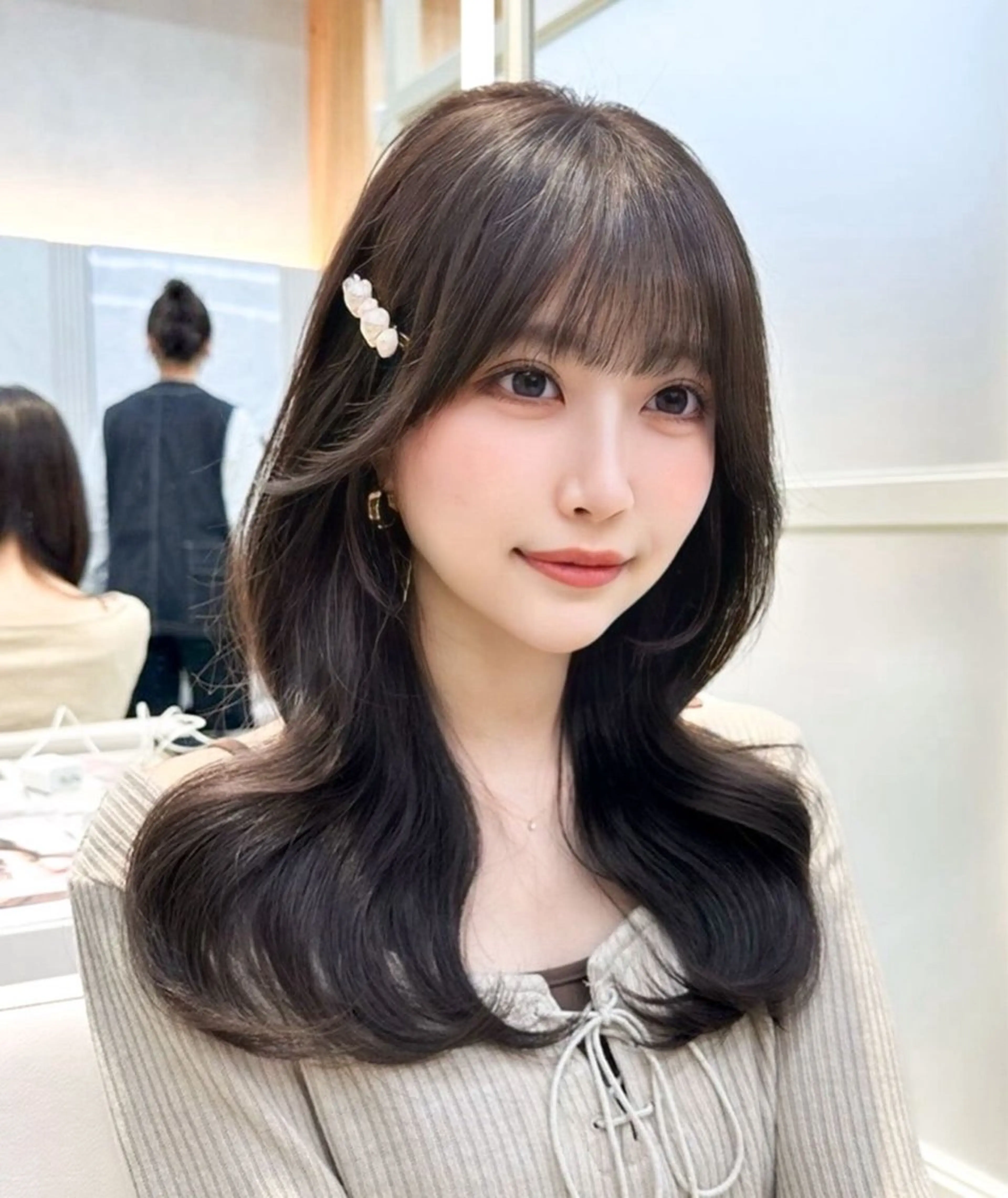 セミロング カラー ベージュカラー レイヤーカット カット ヘアカラー トリートメント 顔周り特化/韓国ヘア /レイヤー/吉野幸大のヘアスタイル