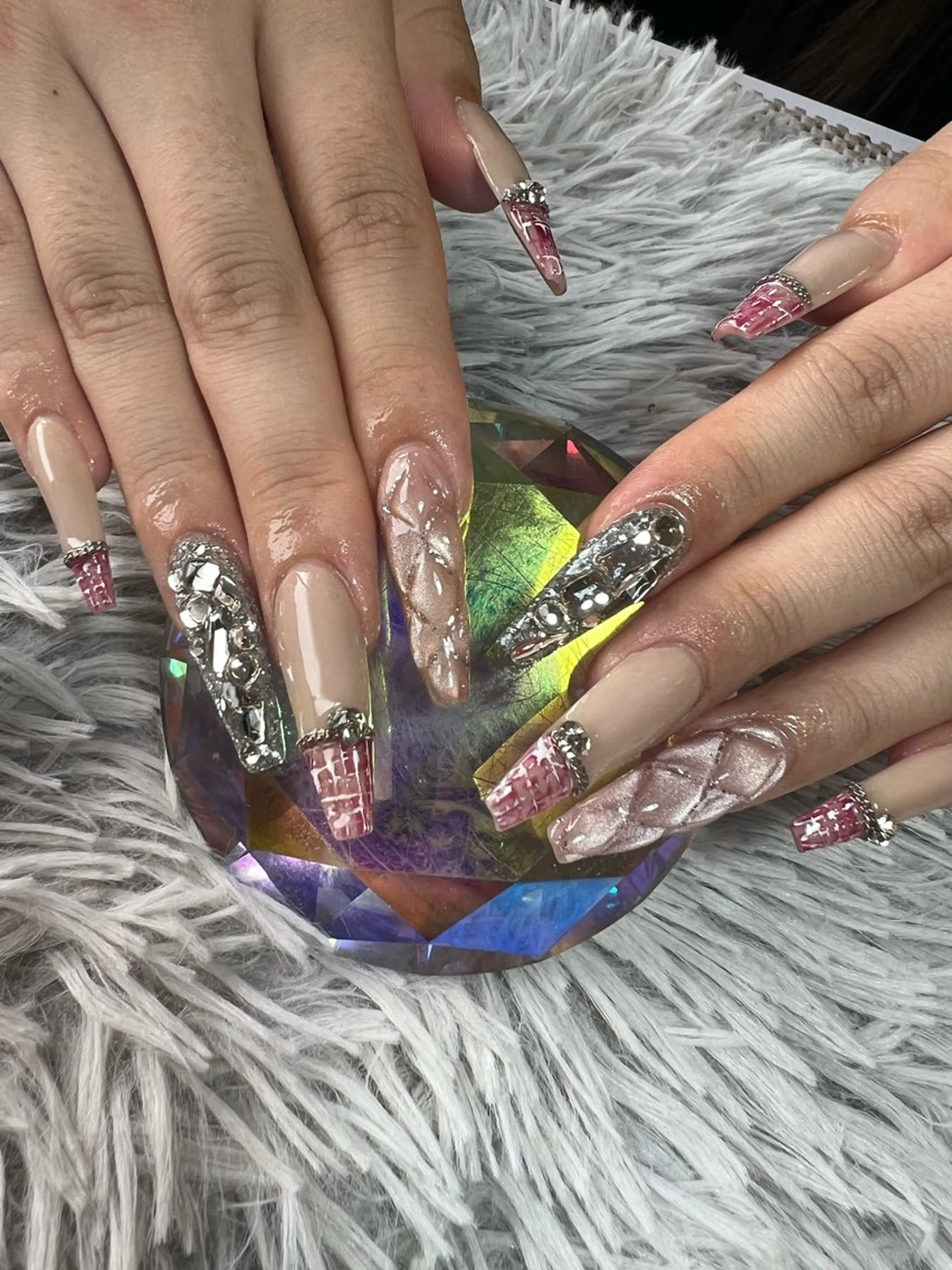 ネイル スカルプネイル ツイードネイル ハンドネイル シェヌネイル JURAのネイルデザイン