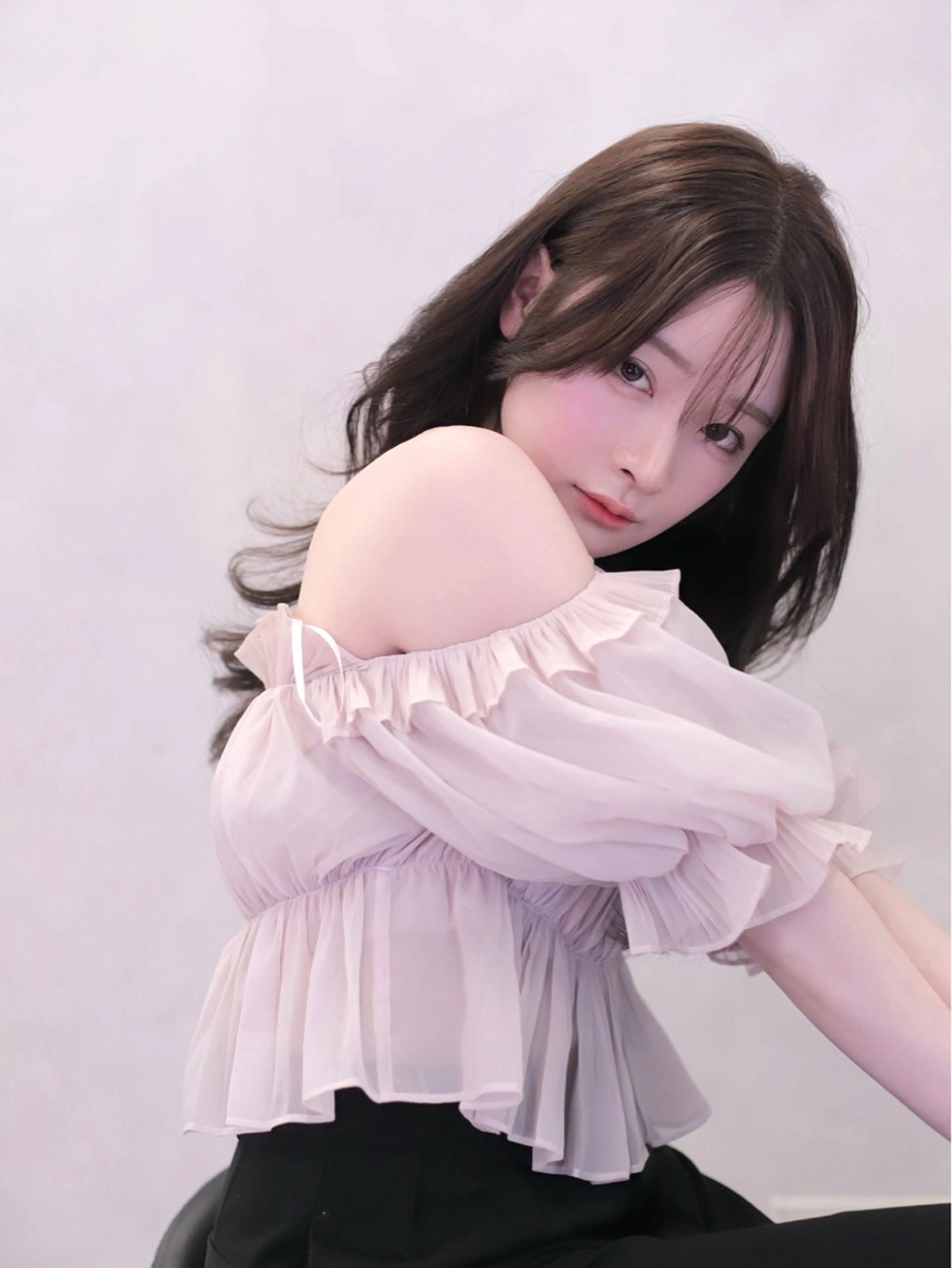 ロング カラー 顔周りカット 韓国風ヘア レイヤーカット 映える顔周りカット ♥️韓国ヘア"ちぇるのヘアスタイル