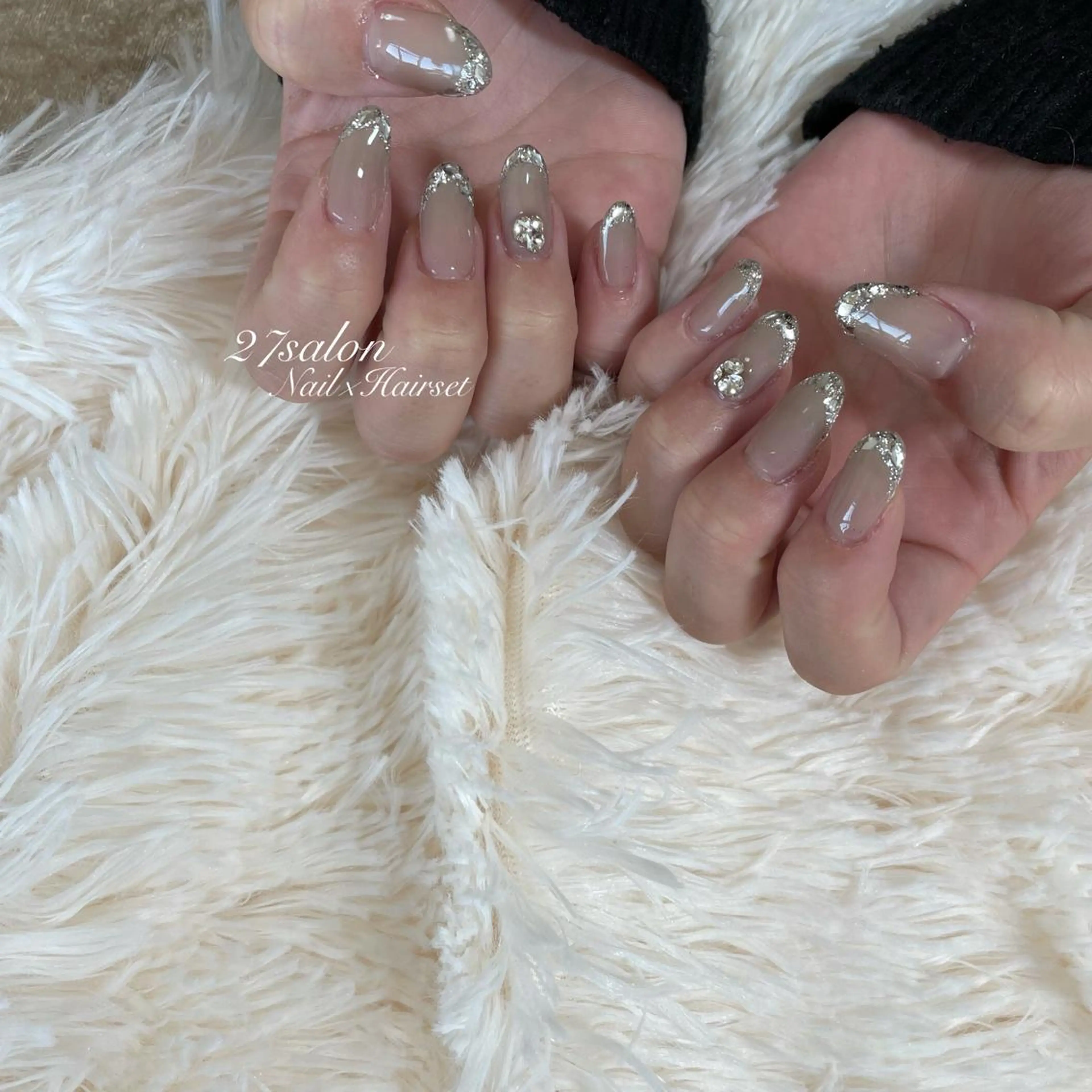 ネイル フレンチネイル ガラスフレンチ 27salon yuinaのネイルデザイン