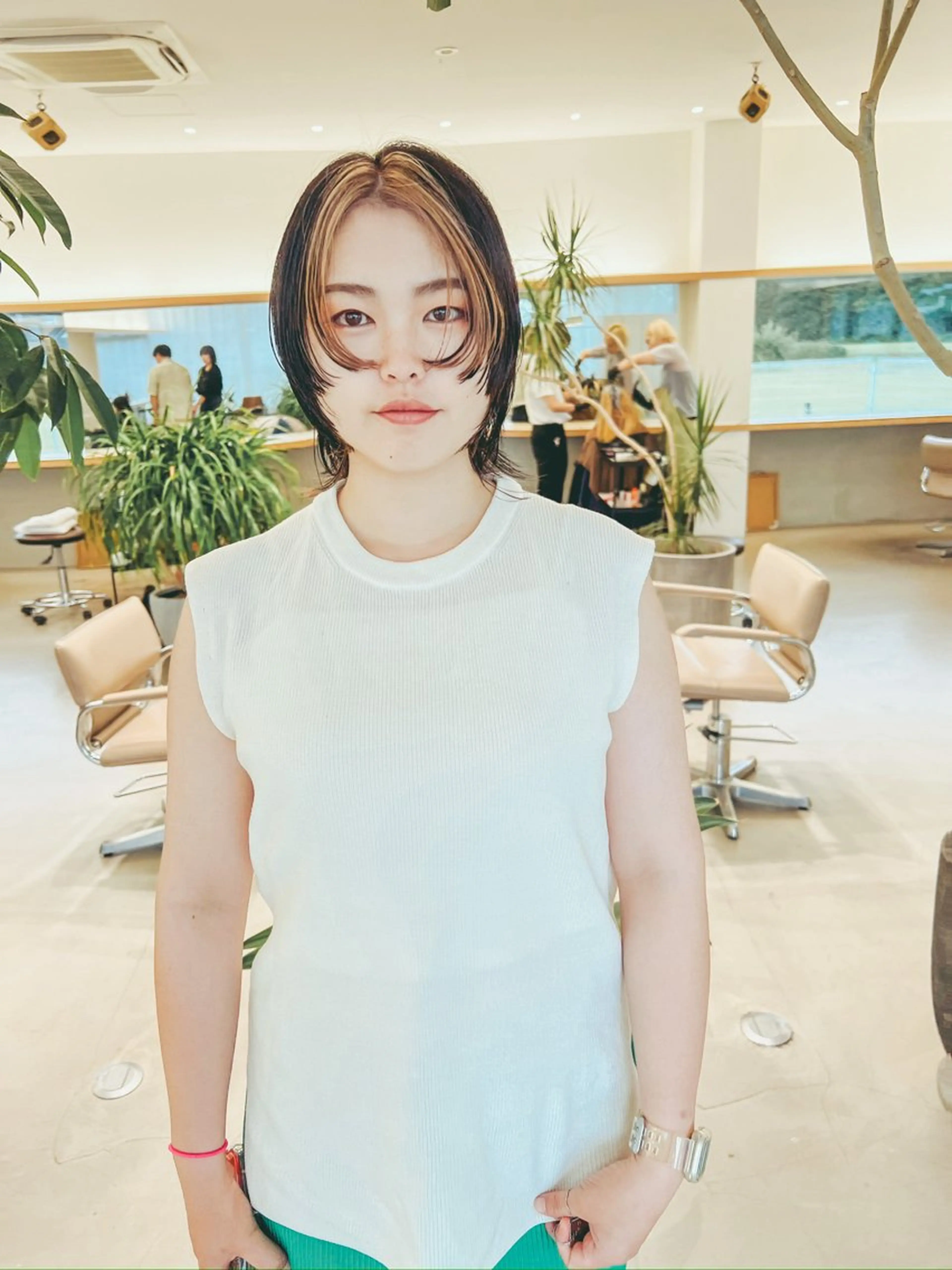 ミディアム カラー ミストバング  フェイスフレーミング ウルフカット カット ヘアカラー トリートメント つくばUtooe's 副店長　寺沢颯のヘアスタイル