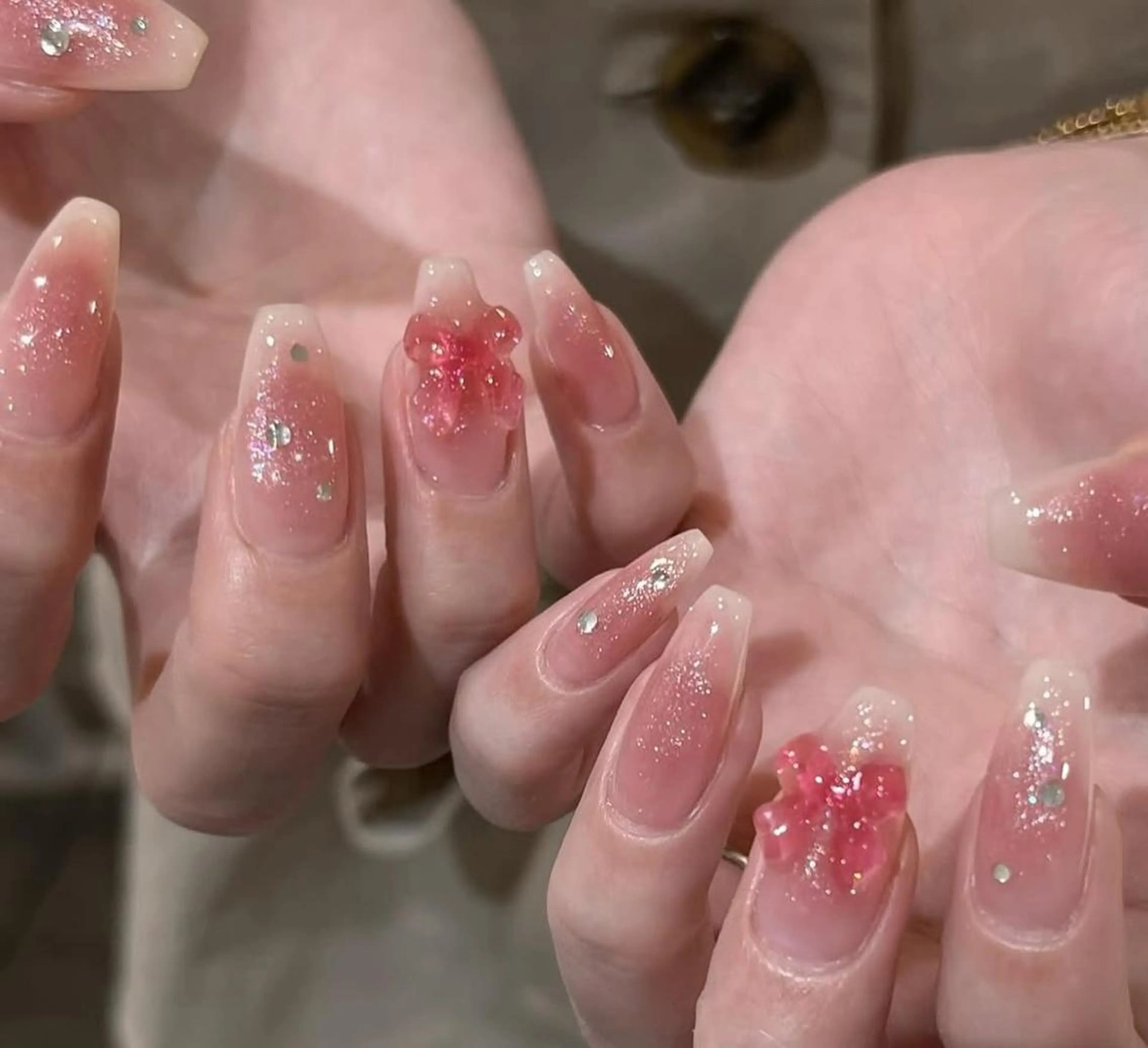 ネイル アートネイル クリアネイル 成人式 長さ出し フラッシュネイル ハンドネイル Ru na🍳のネイルデザイン