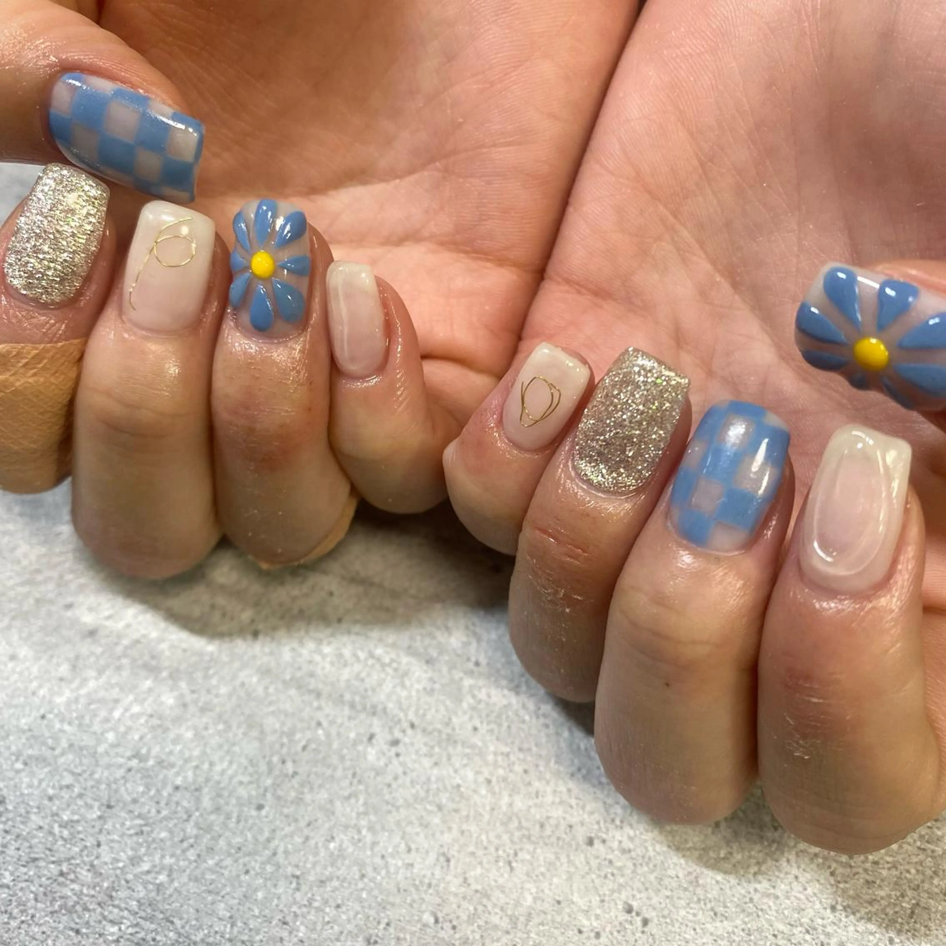 ショート カラー パーマ ヘアアレンジ メンズ キッズ ネイル マツエク・マツパ アイブロウ 春ネイル 今福鶴見ネイル 8(ｴｲﾄ)のネイルデザイン