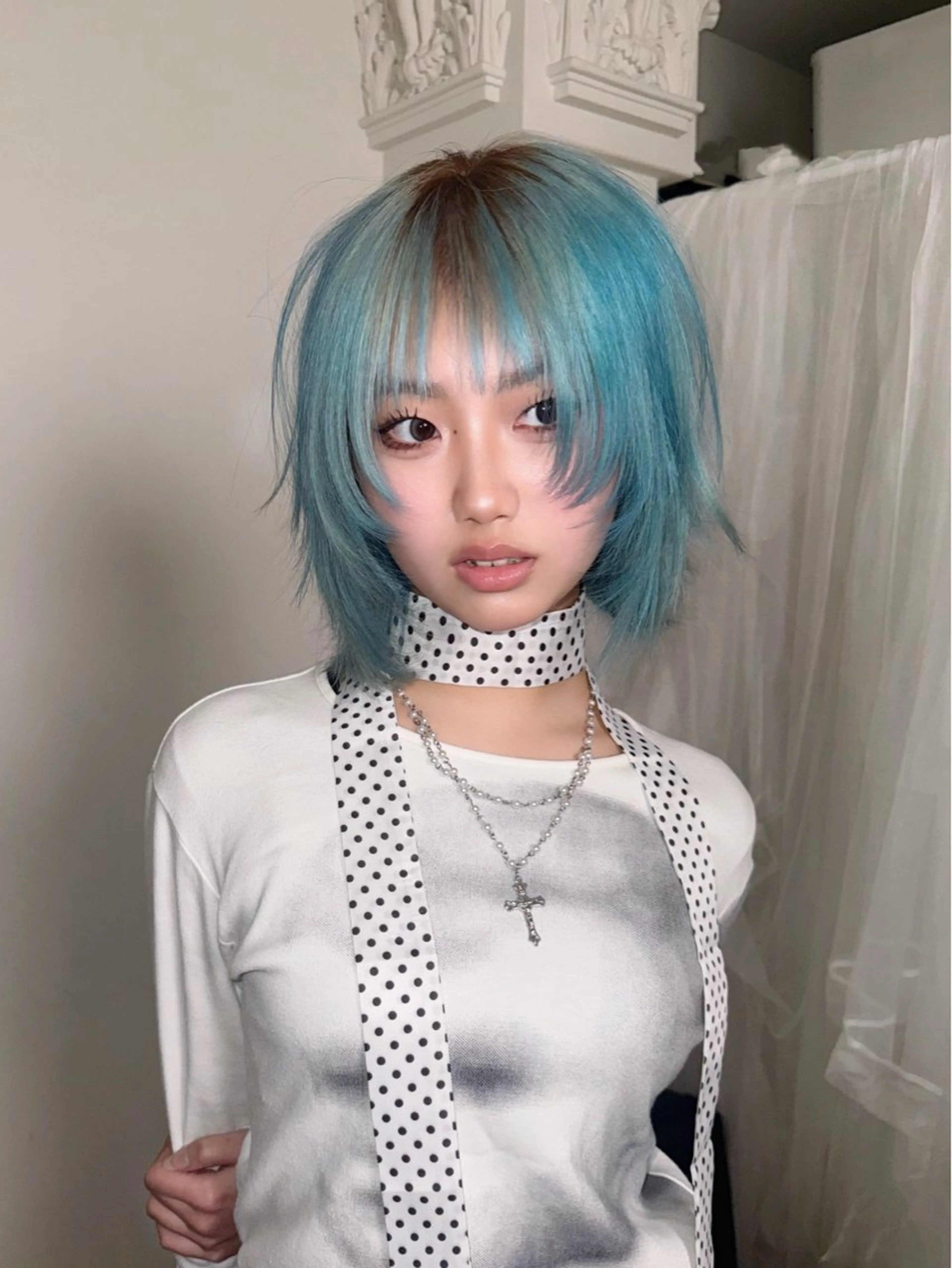 ショート カラー ブリーチ カット ヘアカラー トリートメント ヘッドスパ ヘアセット HARUNA/原宿/ デザイン/カットのヘアスタイル