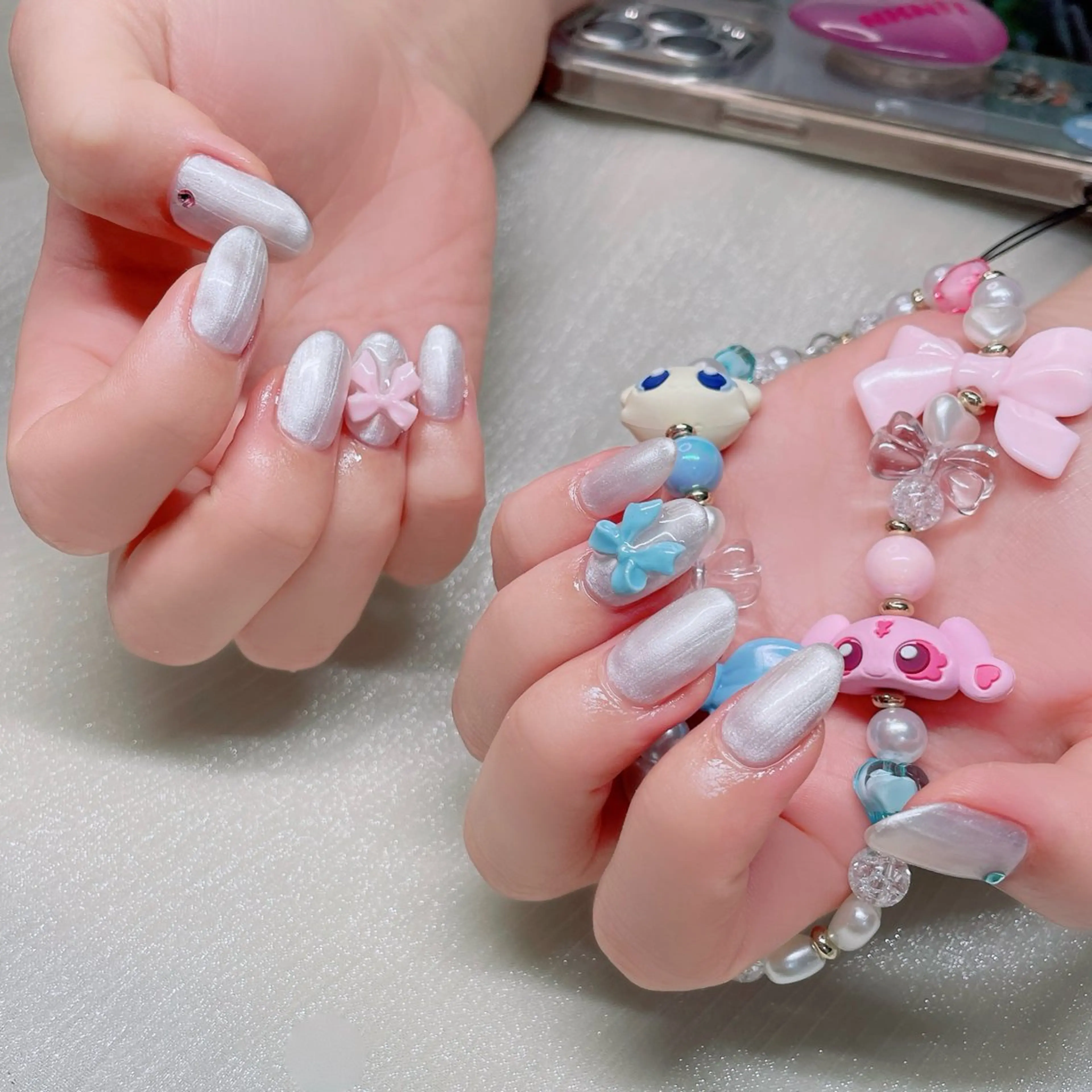 ネイル 長さ出し ストーンネイル ハンドネイル Nailist SUZU所属・Nailist suzuのネイルデザイン