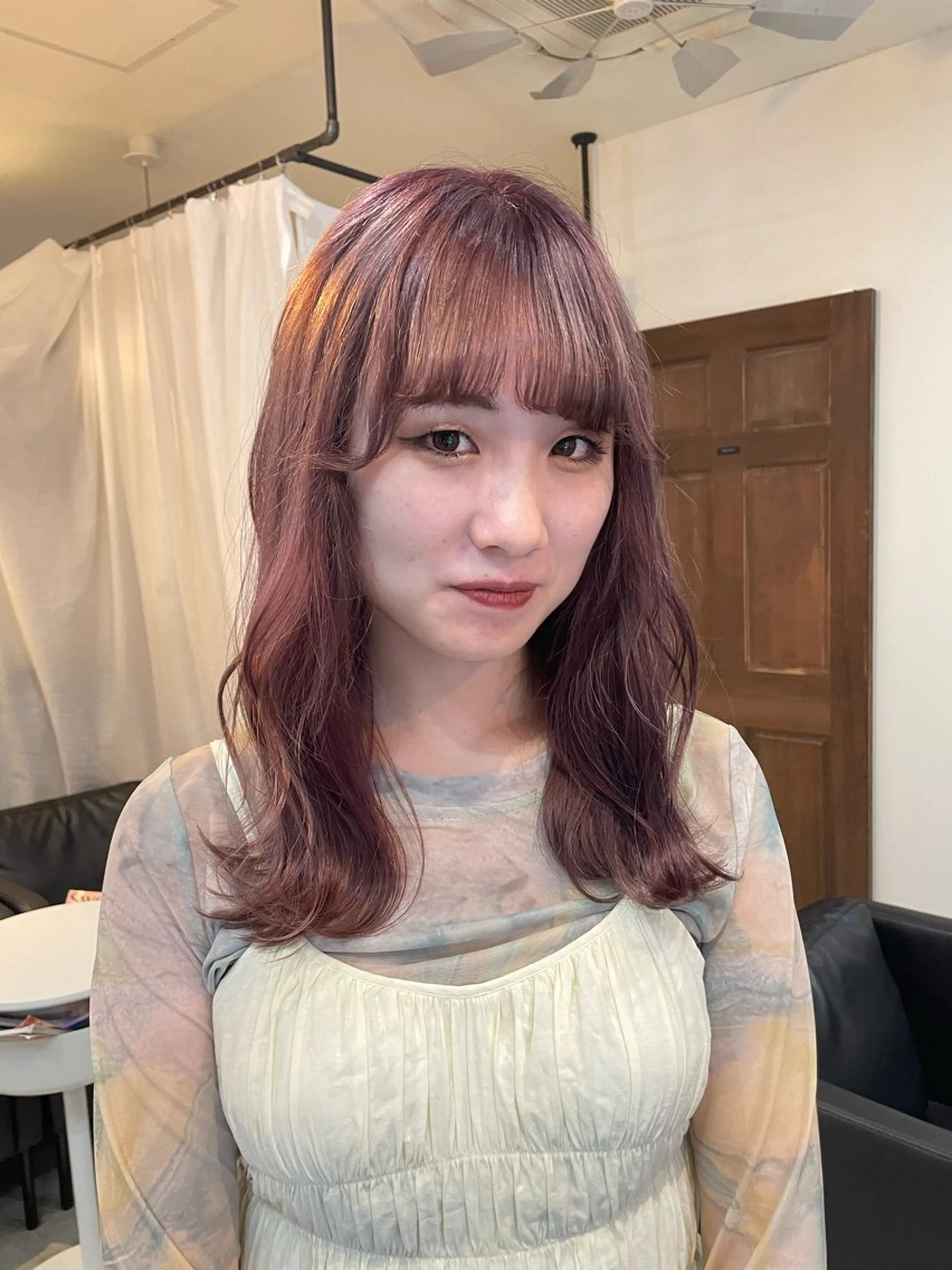 セミロング カラー ラベンダーカラー ピンクカラー ピンクラベンダー 顔周りカット 🎀サヤカ🎀のヘアスタイル