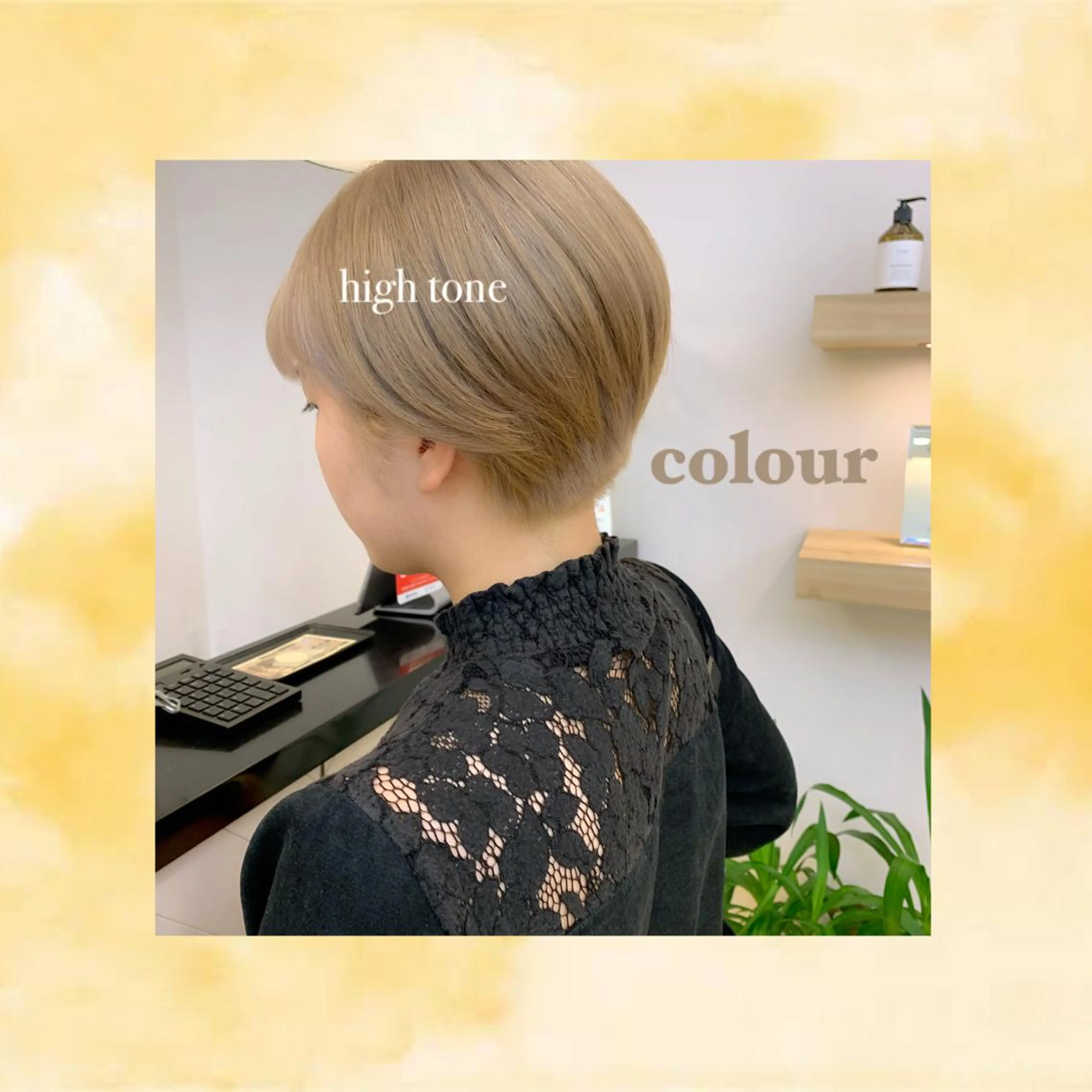 ショート カラー ブリーチ ハイトーンカラー apish パーマ/夏琳🌻のヘアスタイル