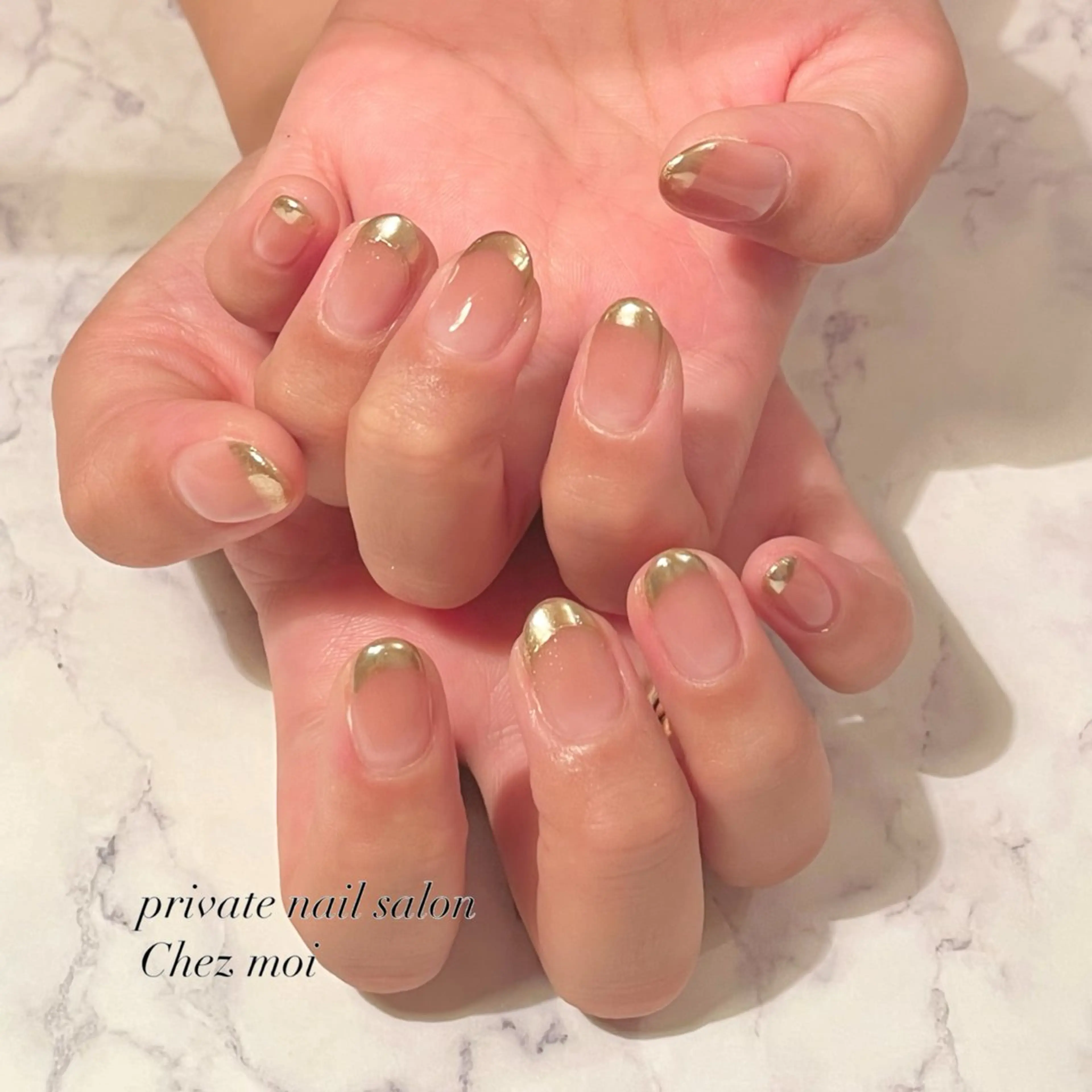 ネイル フレンチネイル グラデーション ミラーネイル KOMINE TOMOKOのネイルデザイン