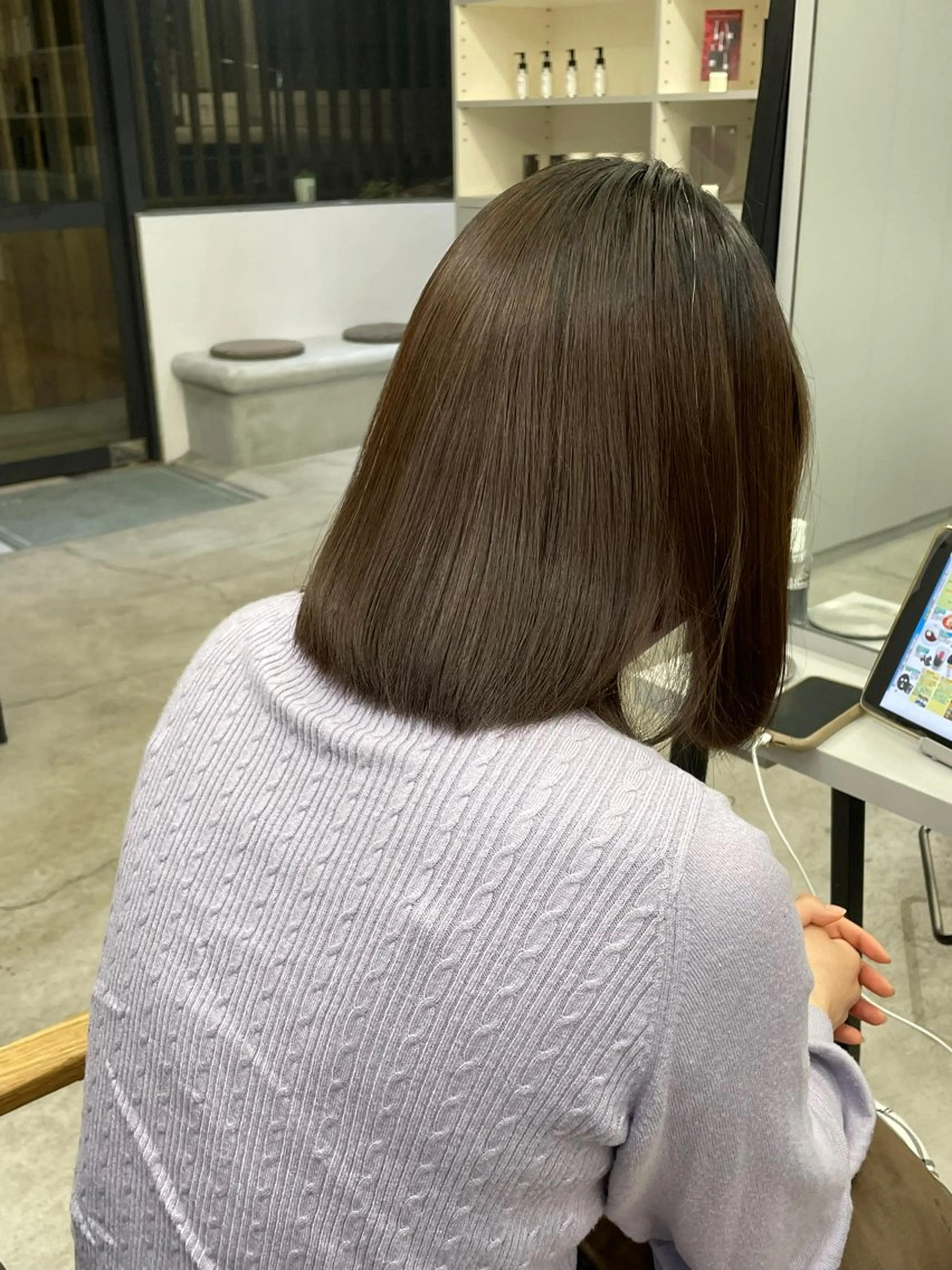 ミディアム 縮毛矯正 絶対綺麗な暖色カラー 🎯あります✨増渕✨のヘアスタイル