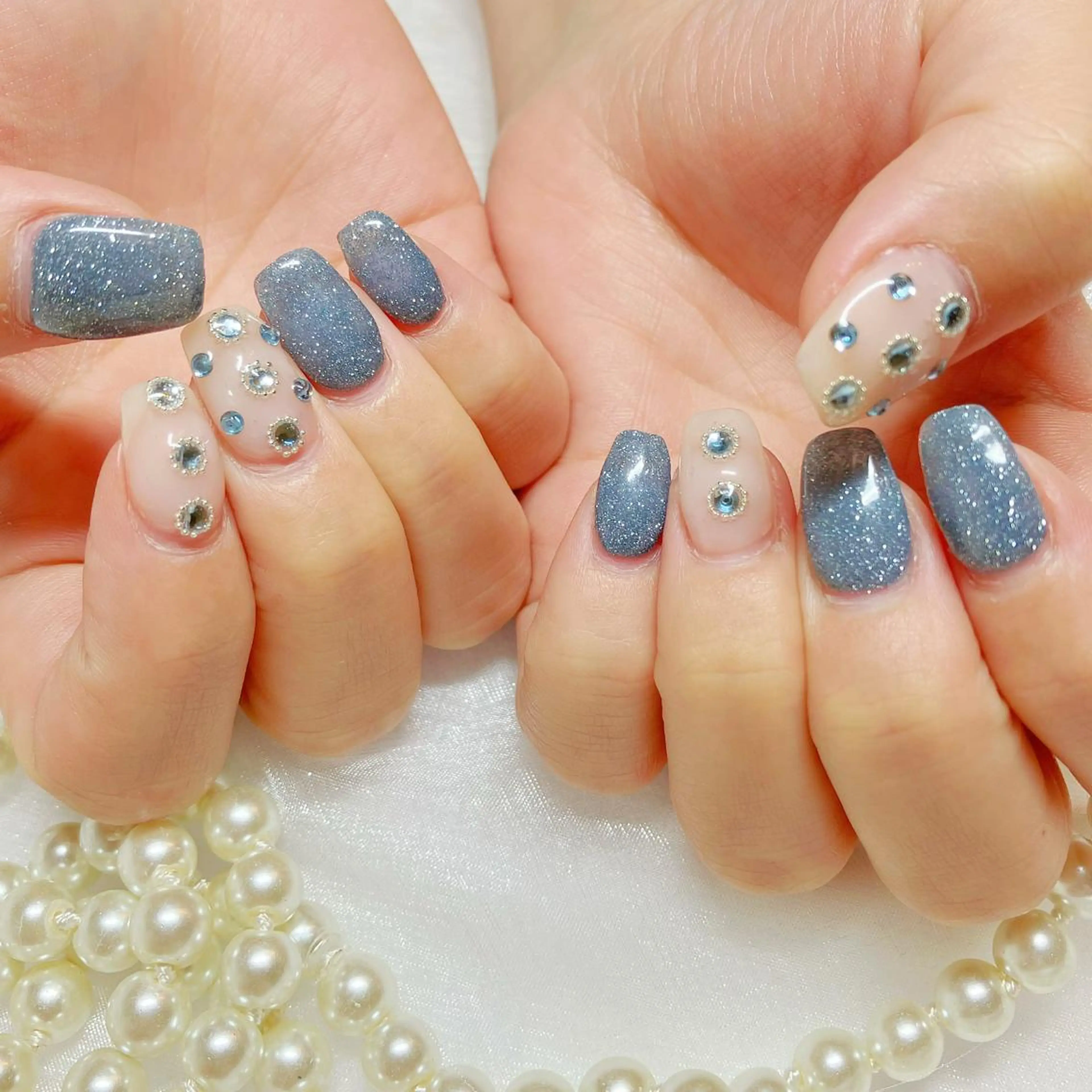 ネイル オーロラネイル フラッシュネイル ジェルネイル 氷ネイル・うるうるネイル キラキラネイル Amour baseのネイルデザイン