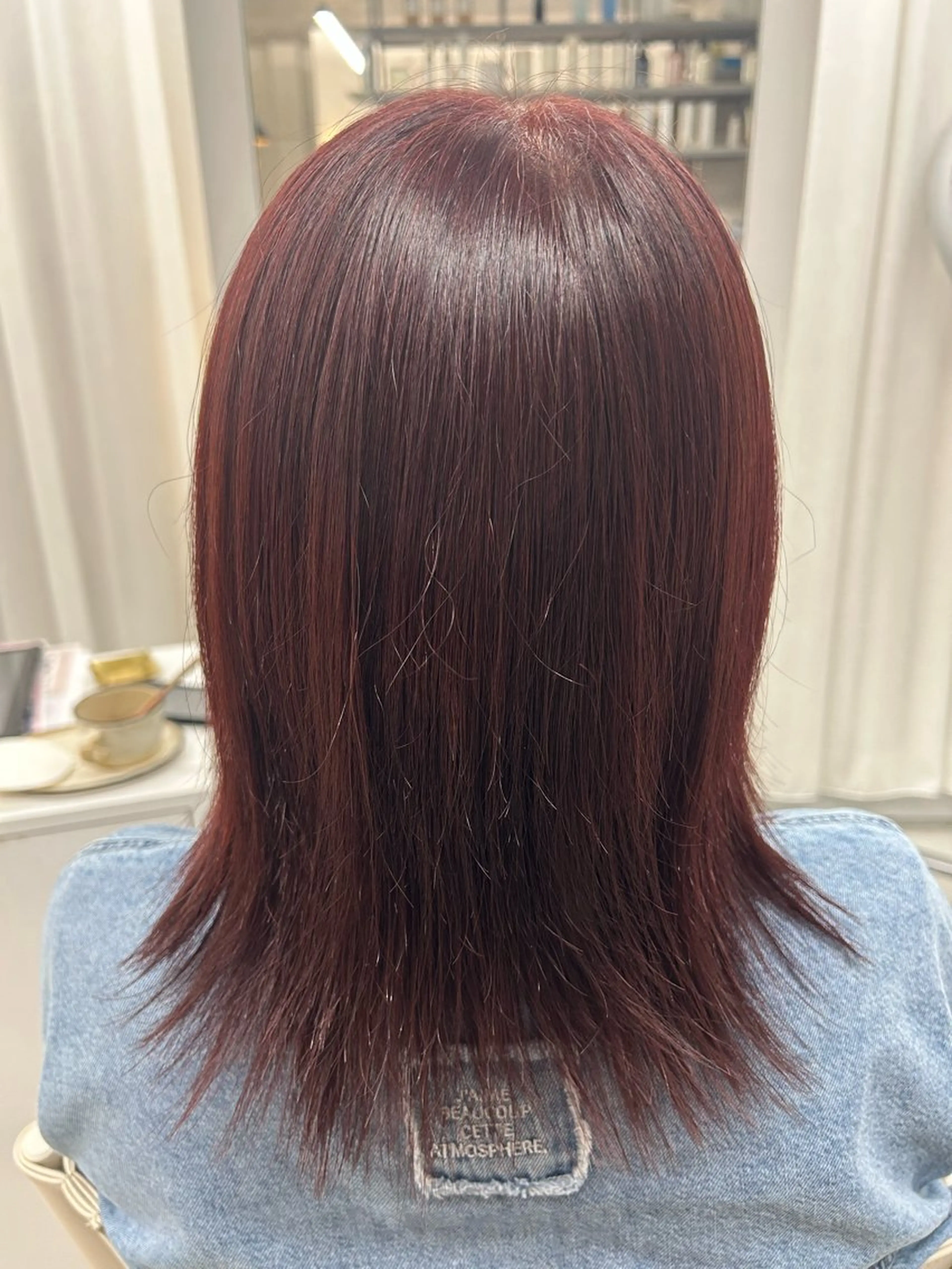 ミディアム カラー レッドカラー 透明感カラー/暗髪/ ブリーチ/reinaのヘアスタイル