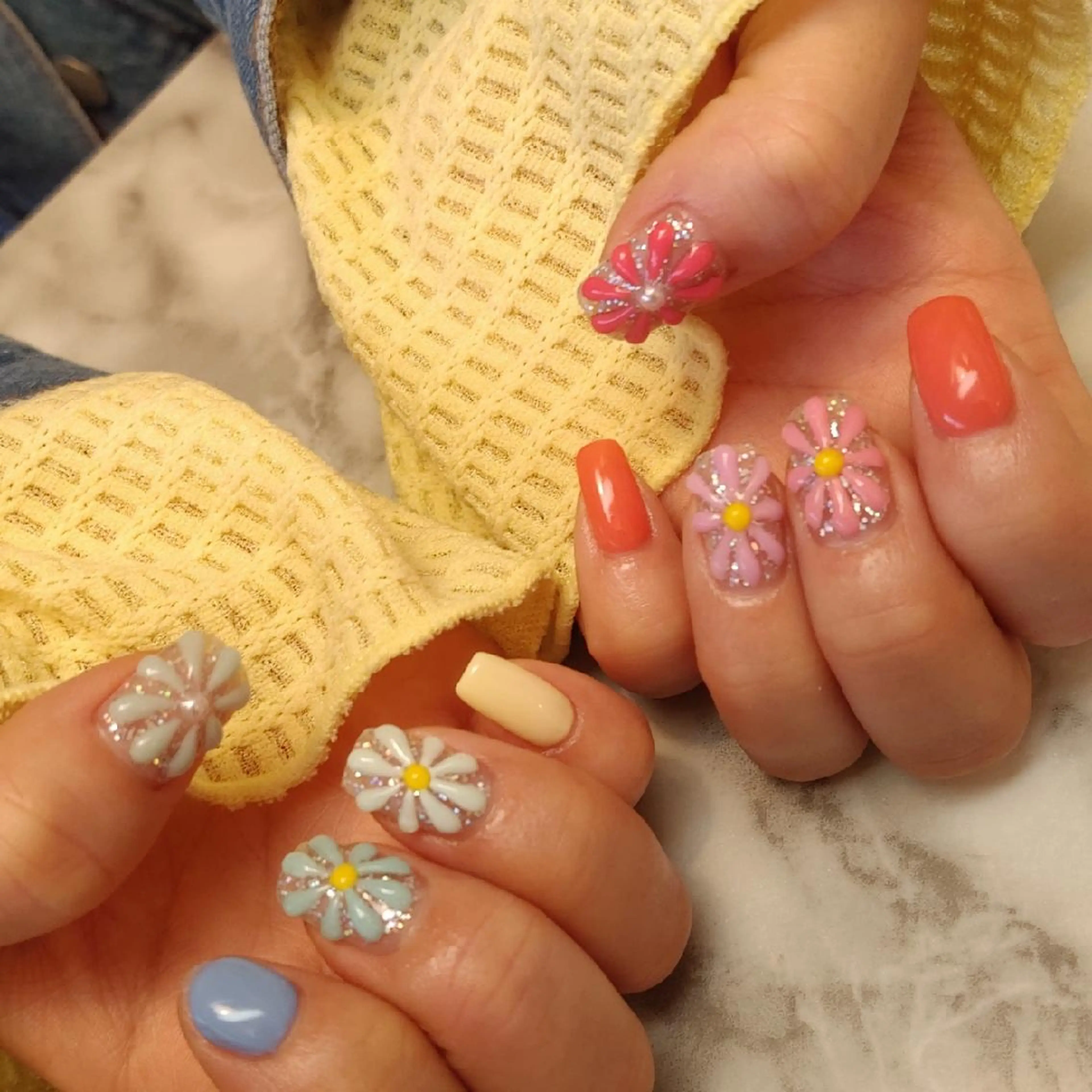 ネイル フラワーネイル ぷっくりネイル ジェヌインネイル 河内のネイルデザイン