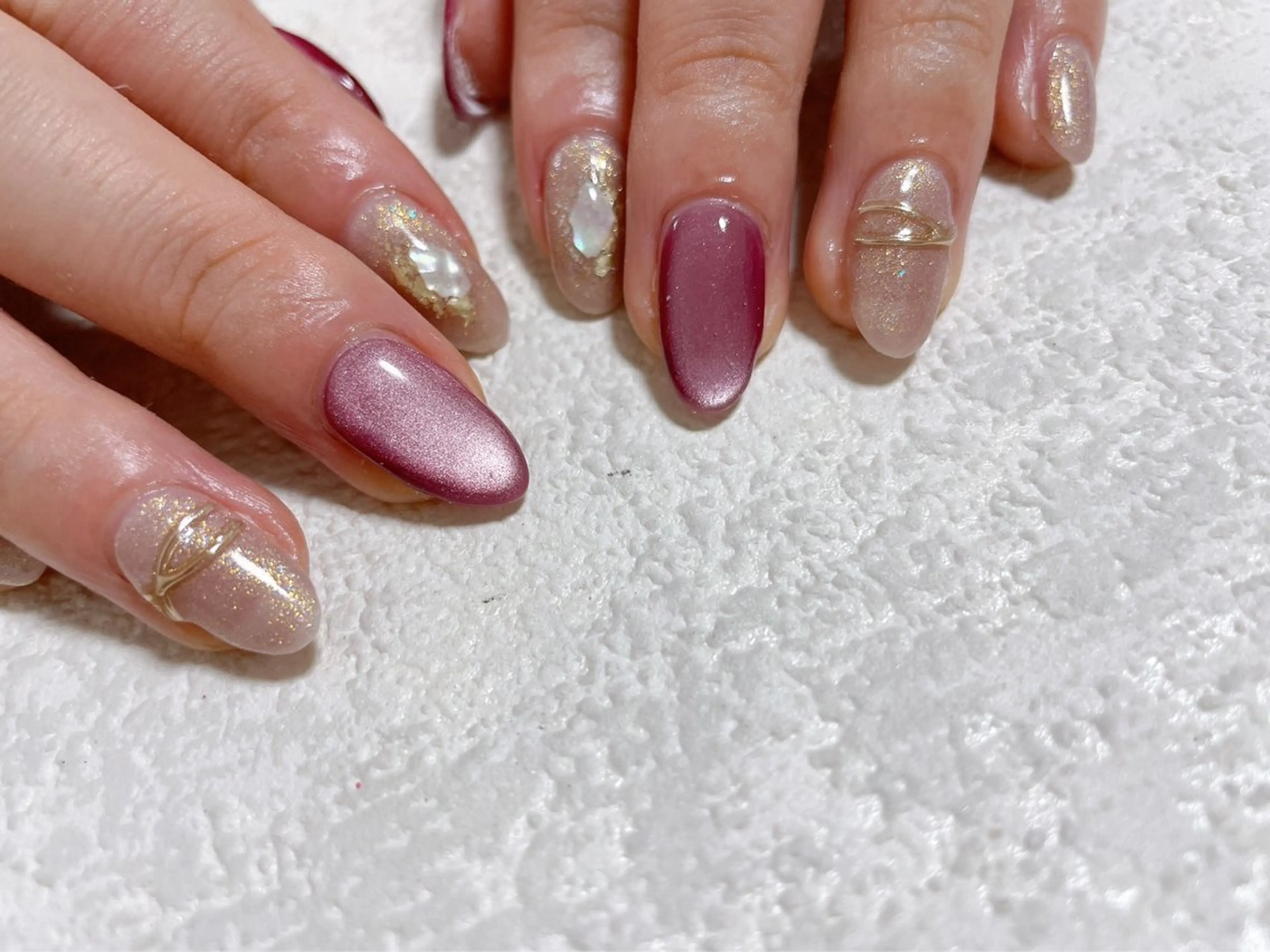 ネイル ジェルネイル キラキラネイル 韓国ネイル マグネットネイル メンズネイル kiki nail たまプラーザのネイルデザイン