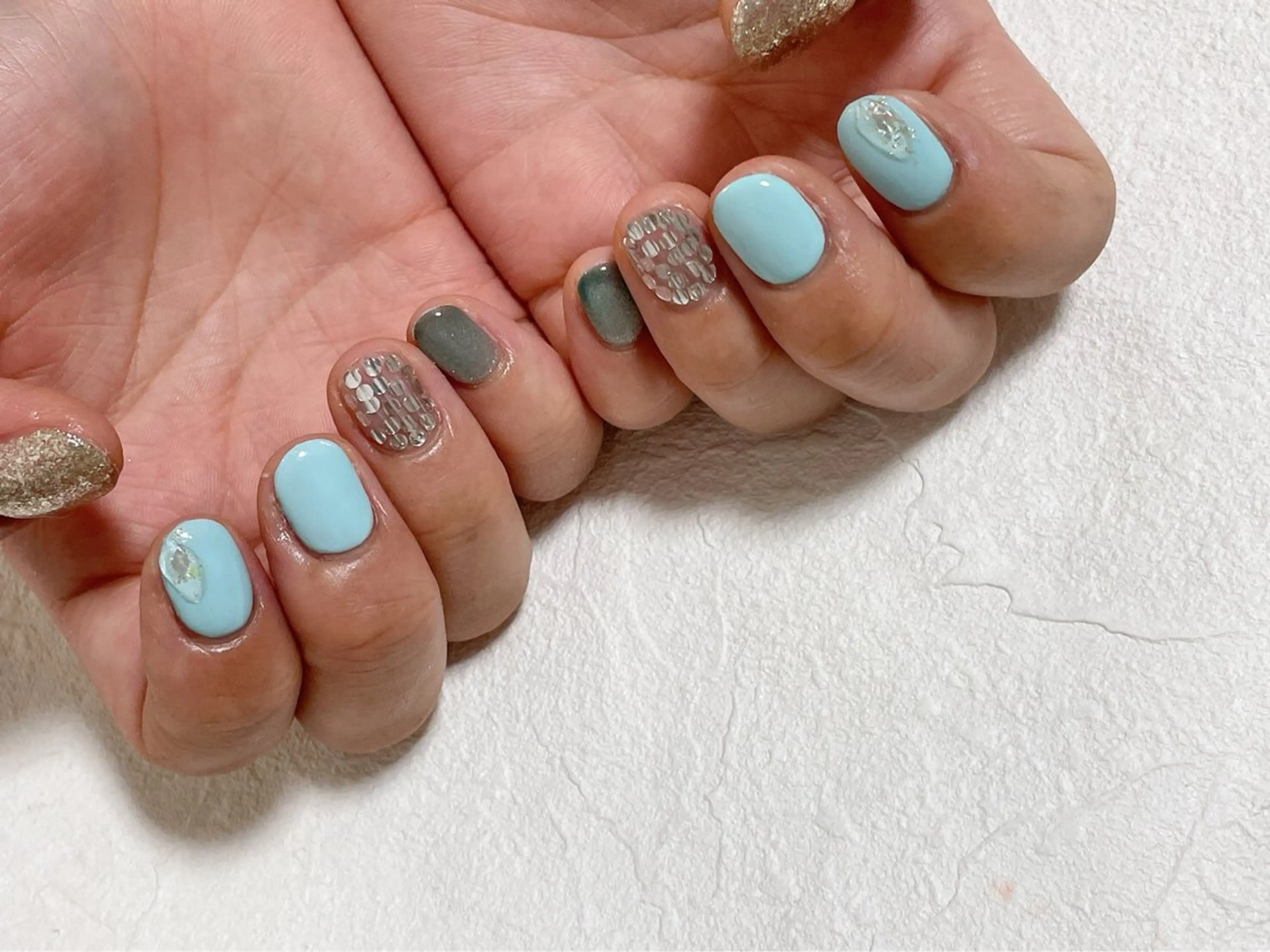 ネイル オーロラネイル フットネイル フレンチネイル ジェルネイル 韓国ネイル Mogu nail 二子玉川のネイルデザイン