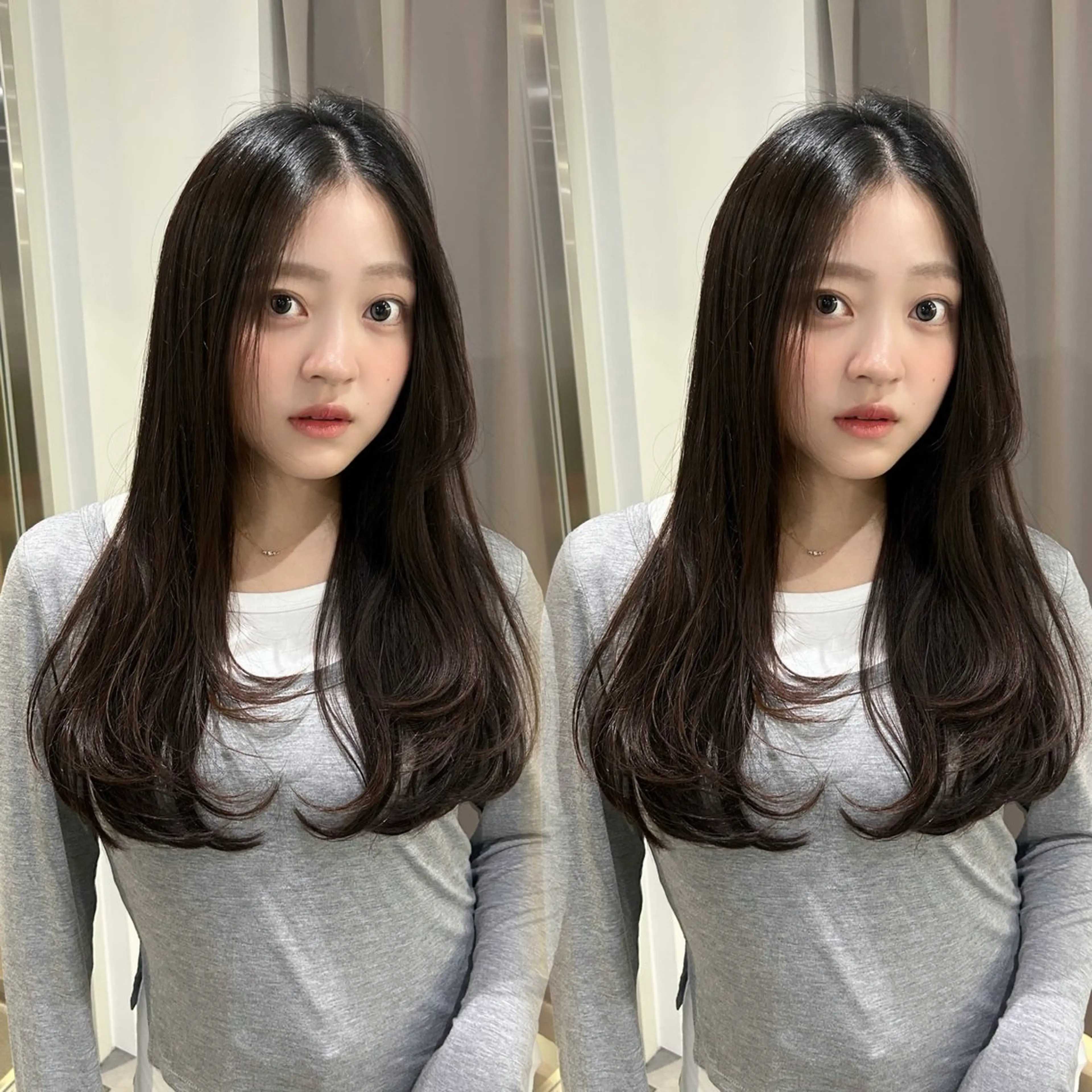 ロング 髪質改善 縮毛矯正 トリートメント 酸性ストレート カット ヘアカラー 絹髪矯正/艶カラー /透明感/石田桃子のヘアスタイル