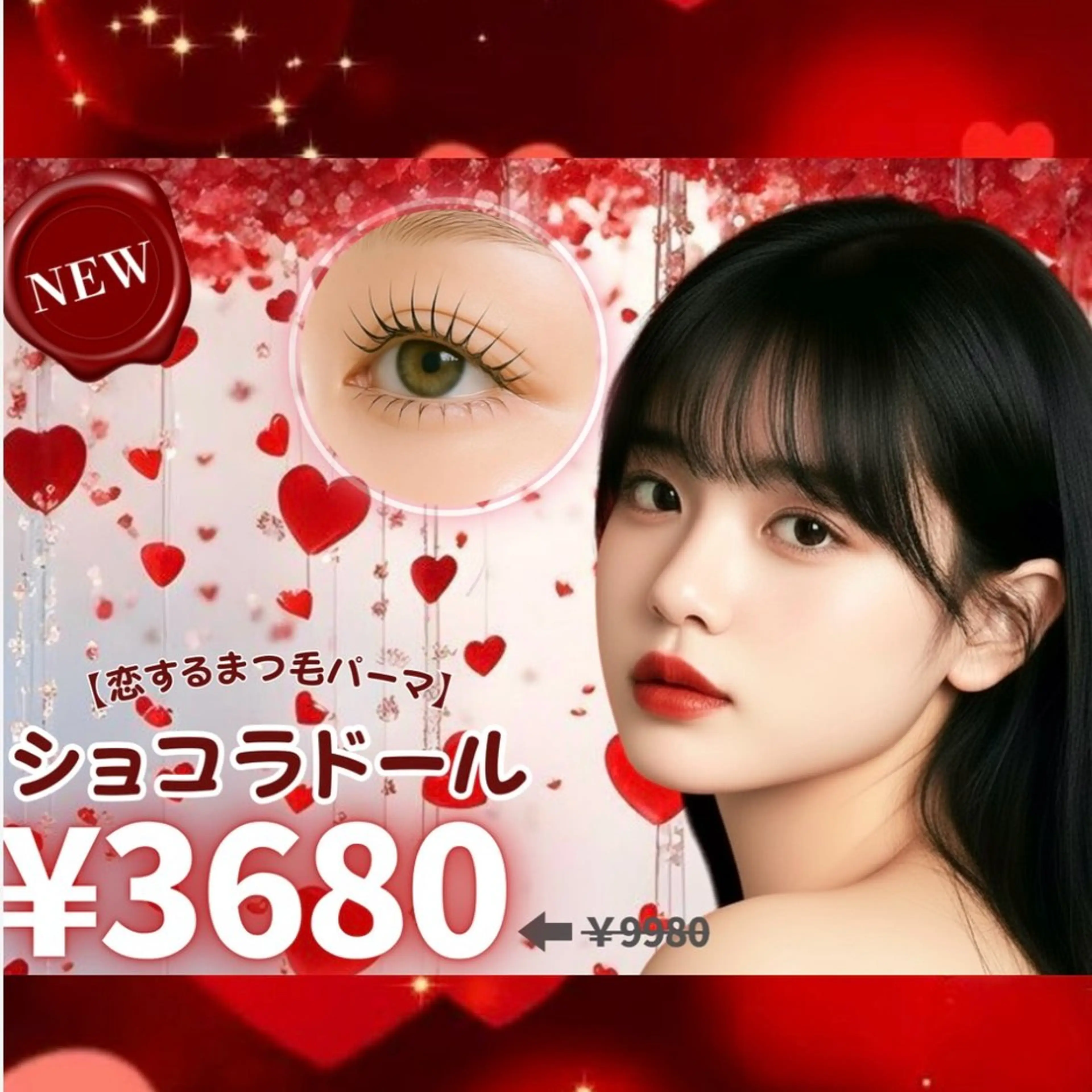 💖🍫期間限定バレンタインクーポン🍫💖【お好きなまつ毛パーマ➕ダブルトリートメント➕ブラックティント】※人数限定の写真