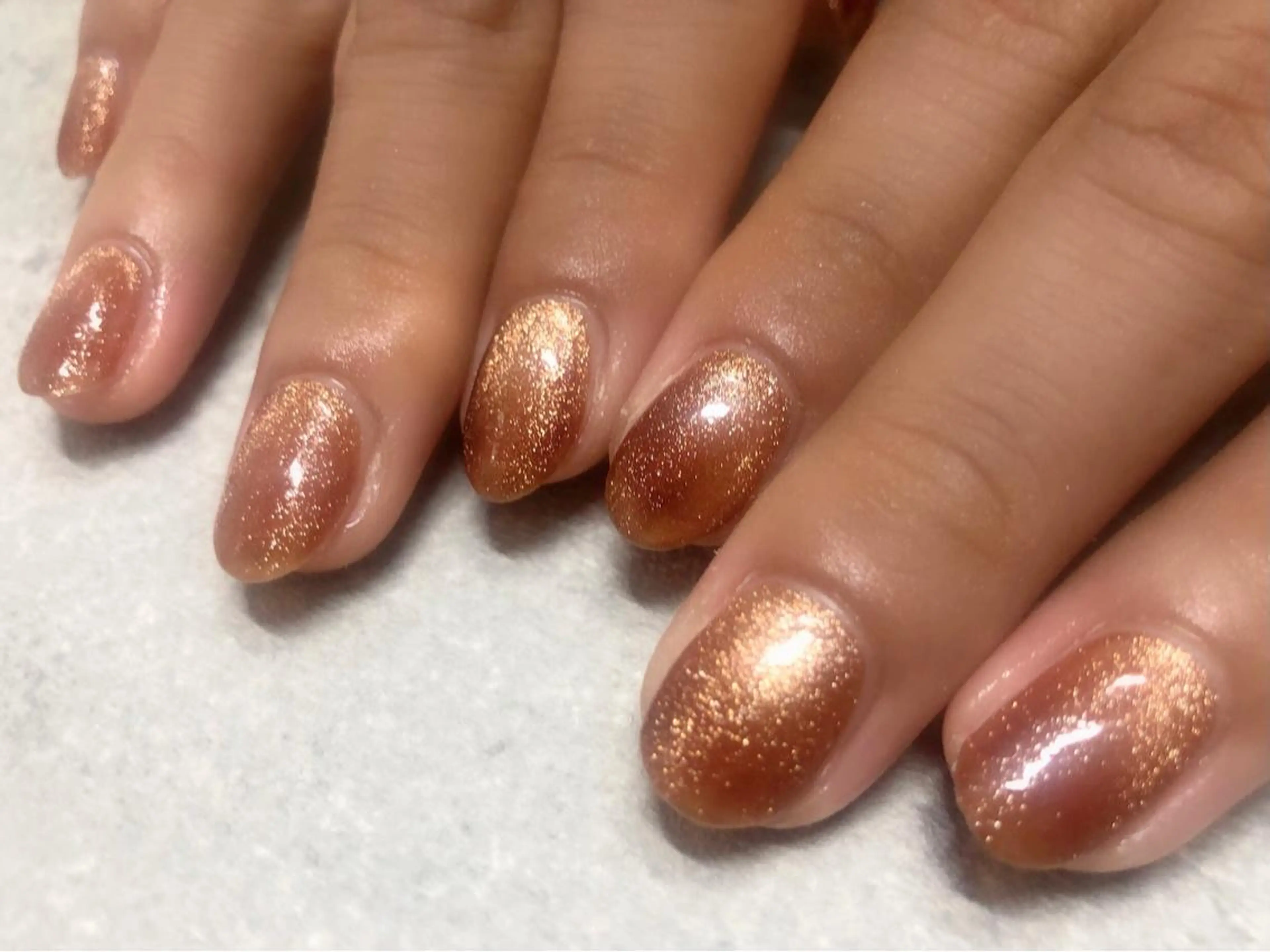 ネイル ブラウン マグネットネイル ハンドネイル Mogu nail 二子玉川のネイルデザイン