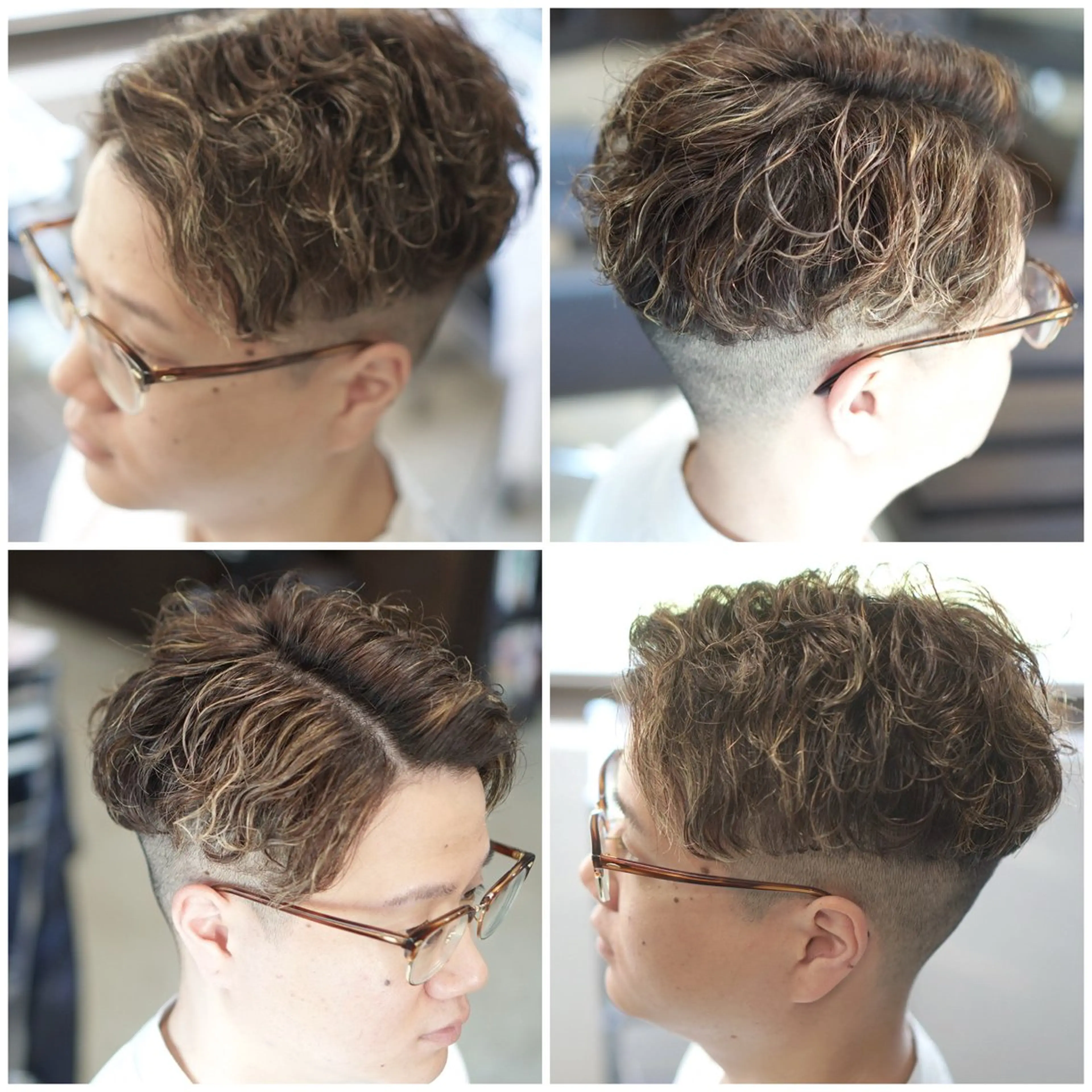 ショート カラー パーマ メンズ メンズブリーチ フェードカット メンズハイライト メンズパーマ ブリーチ 中島 剛のヘアスタイル