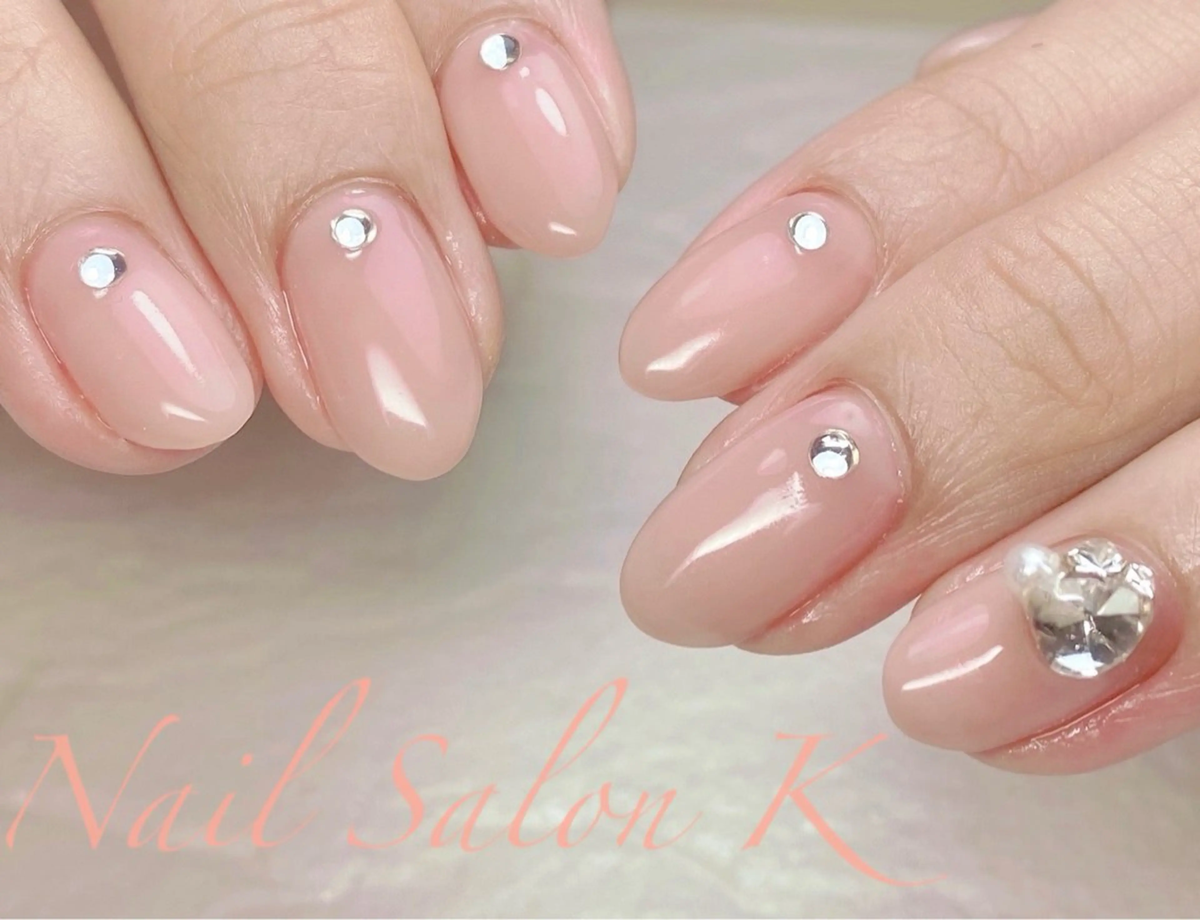 ネイル オフィスネイル ストーンネイル ハンドネイル Nail Salon K 🧸美爪育成のネイルデザイン