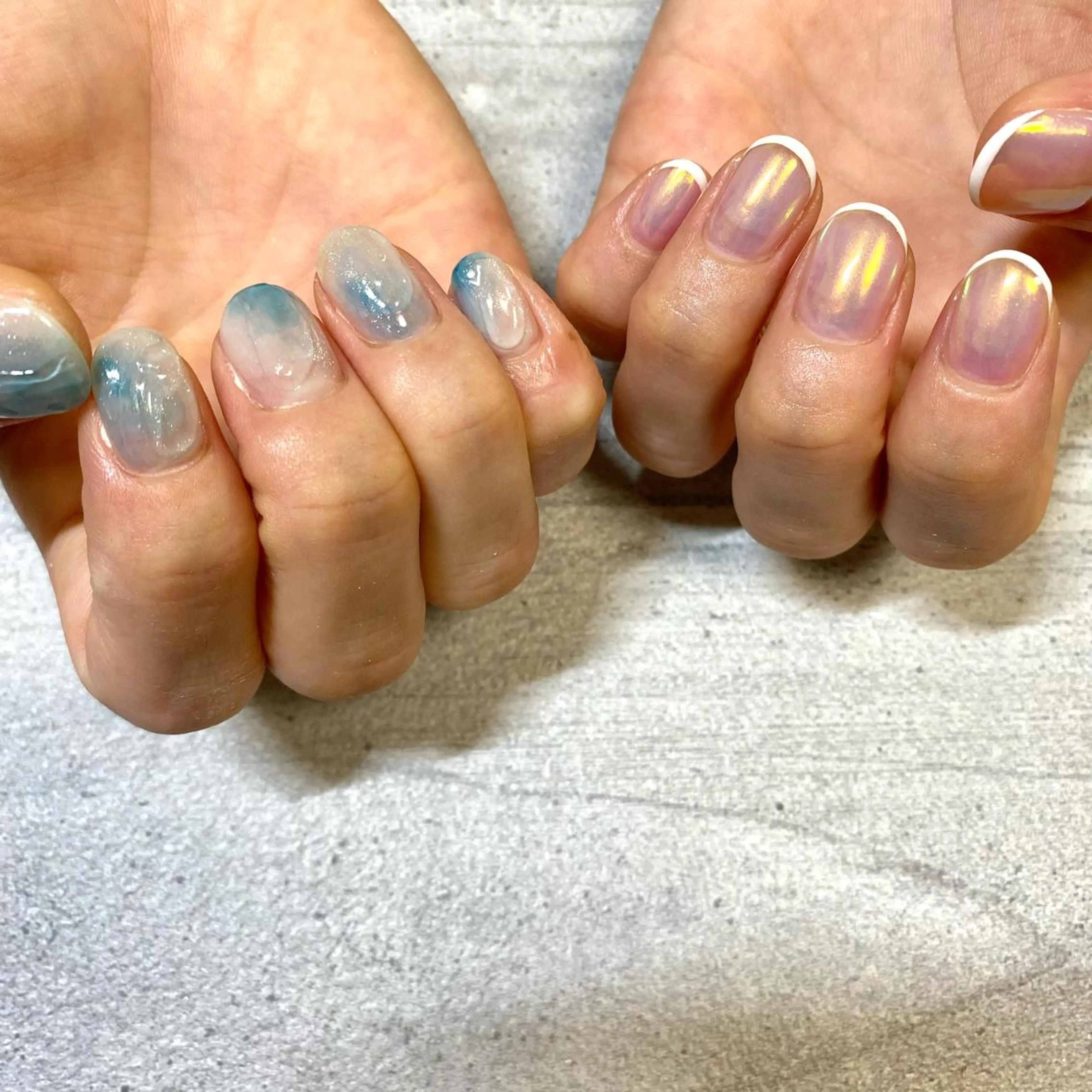 ショート カラー パーマ ヘアアレンジ メンズ キッズ ネイル マツエク・マツパ アイブロウ ニュアンスネイル ニュアンスパーマ 今福鶴見ネイル 8(ｴｲﾄ)のネイルデザイン