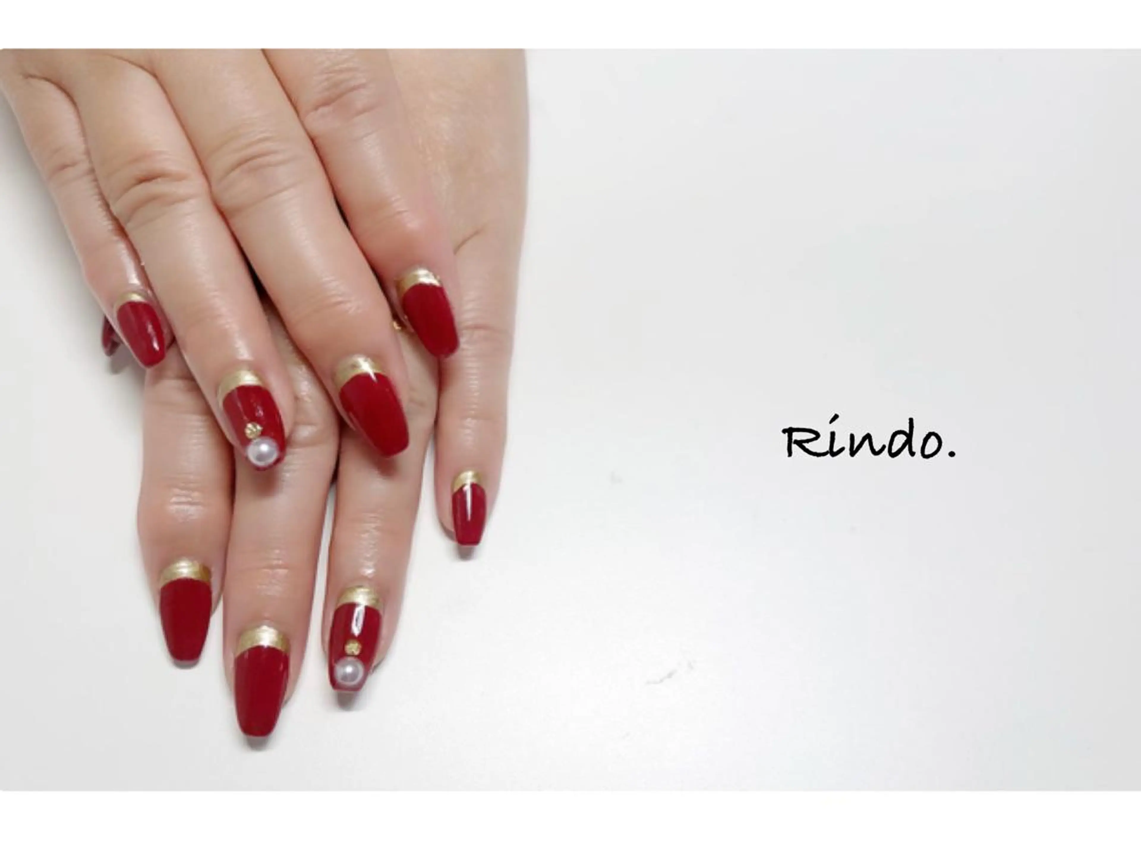 ネイル フレンチネイル 逆フレンチ ハンドネイル Rindo.ネイル ♡耳つぼジュエリーのその他イメージ