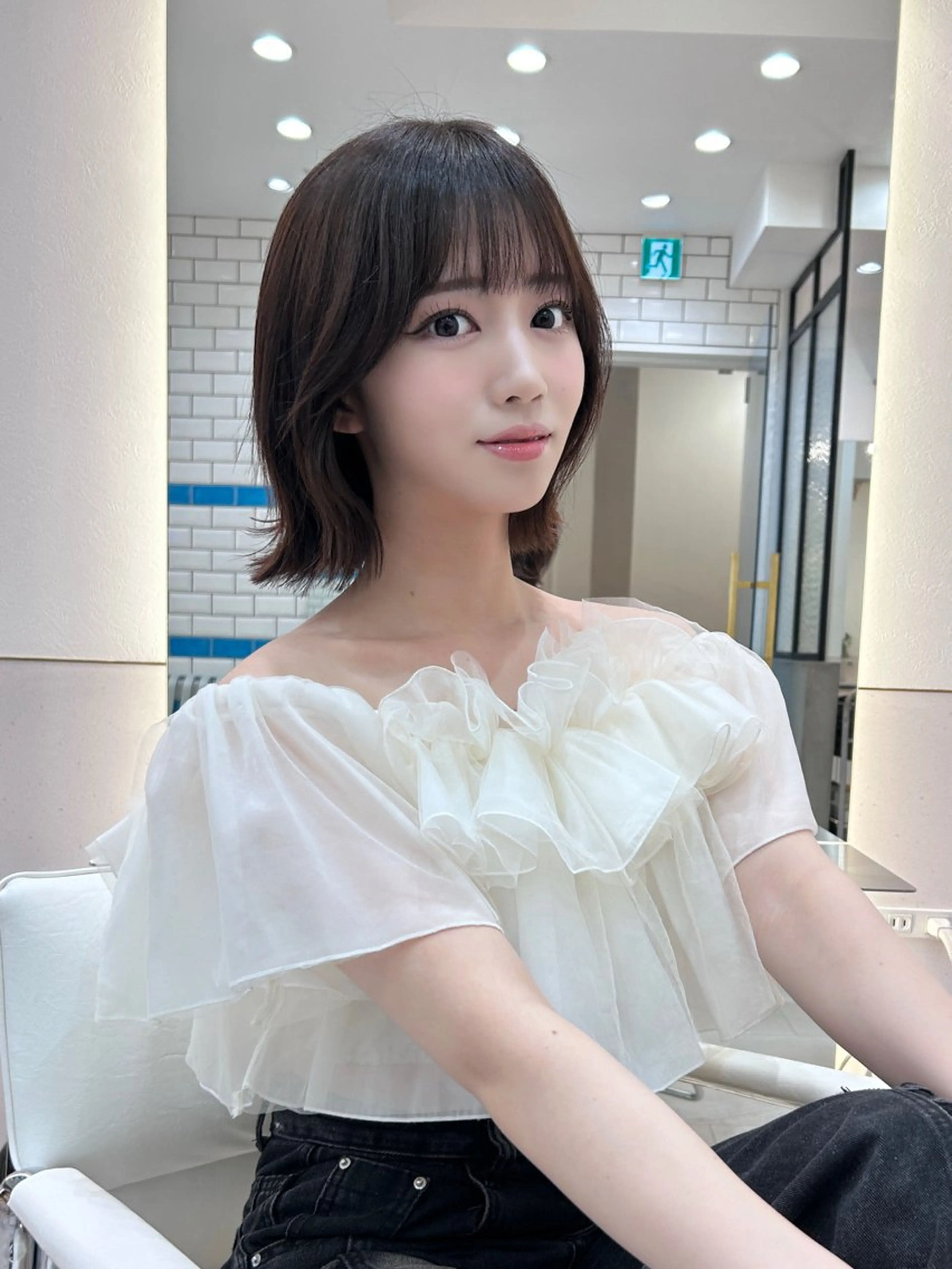 ショート ボブ 顔周りカット 韓国風ヘア 外ハネヘア カット トリートメント ボブ/レイヤーボブ/ 髪質改善/梶川 夏季のヘアスタイル