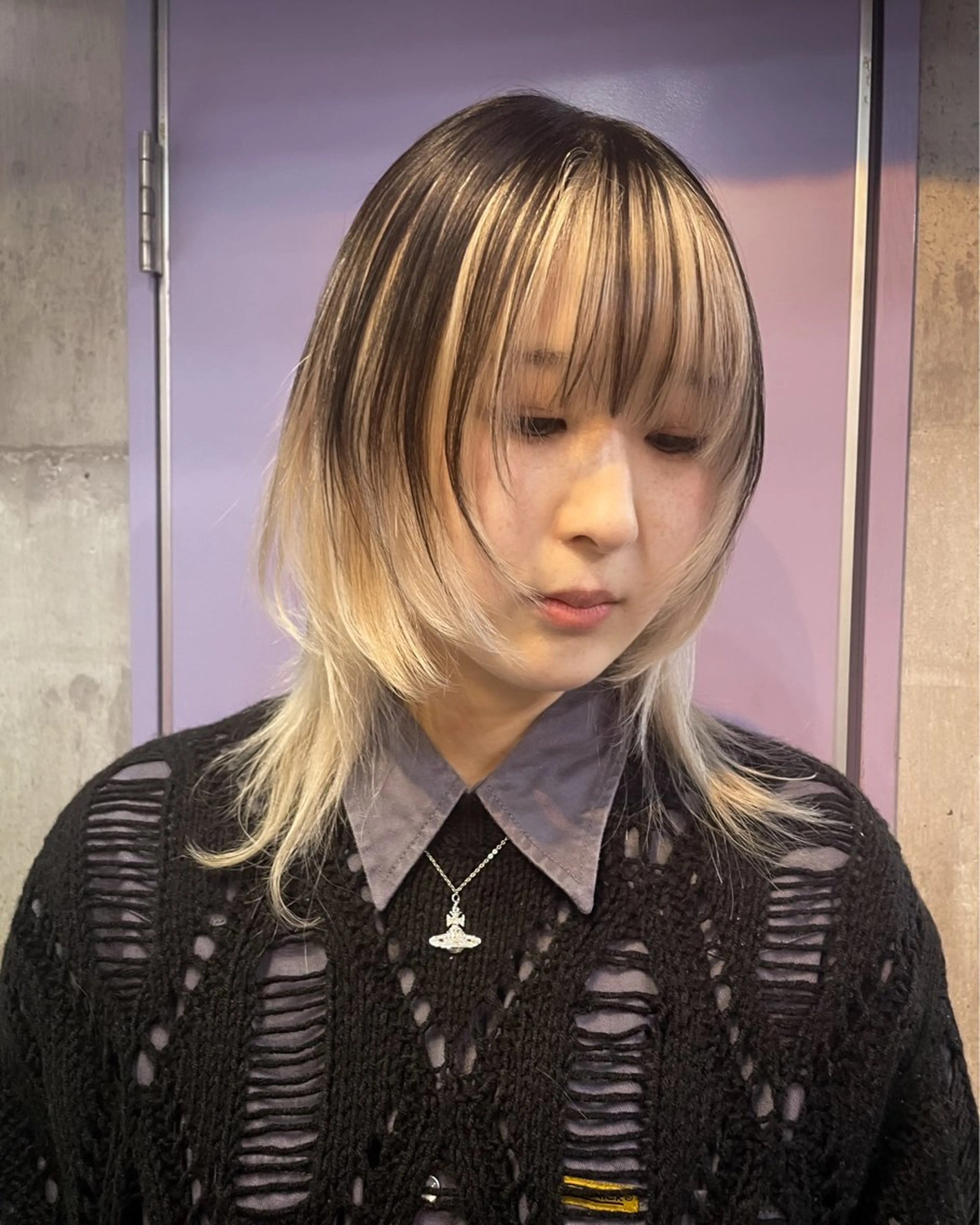 ミディアム ヘアカラー ハイトーン/ブリーチ /ウルフ⛓️MAKIのヘアスタイル