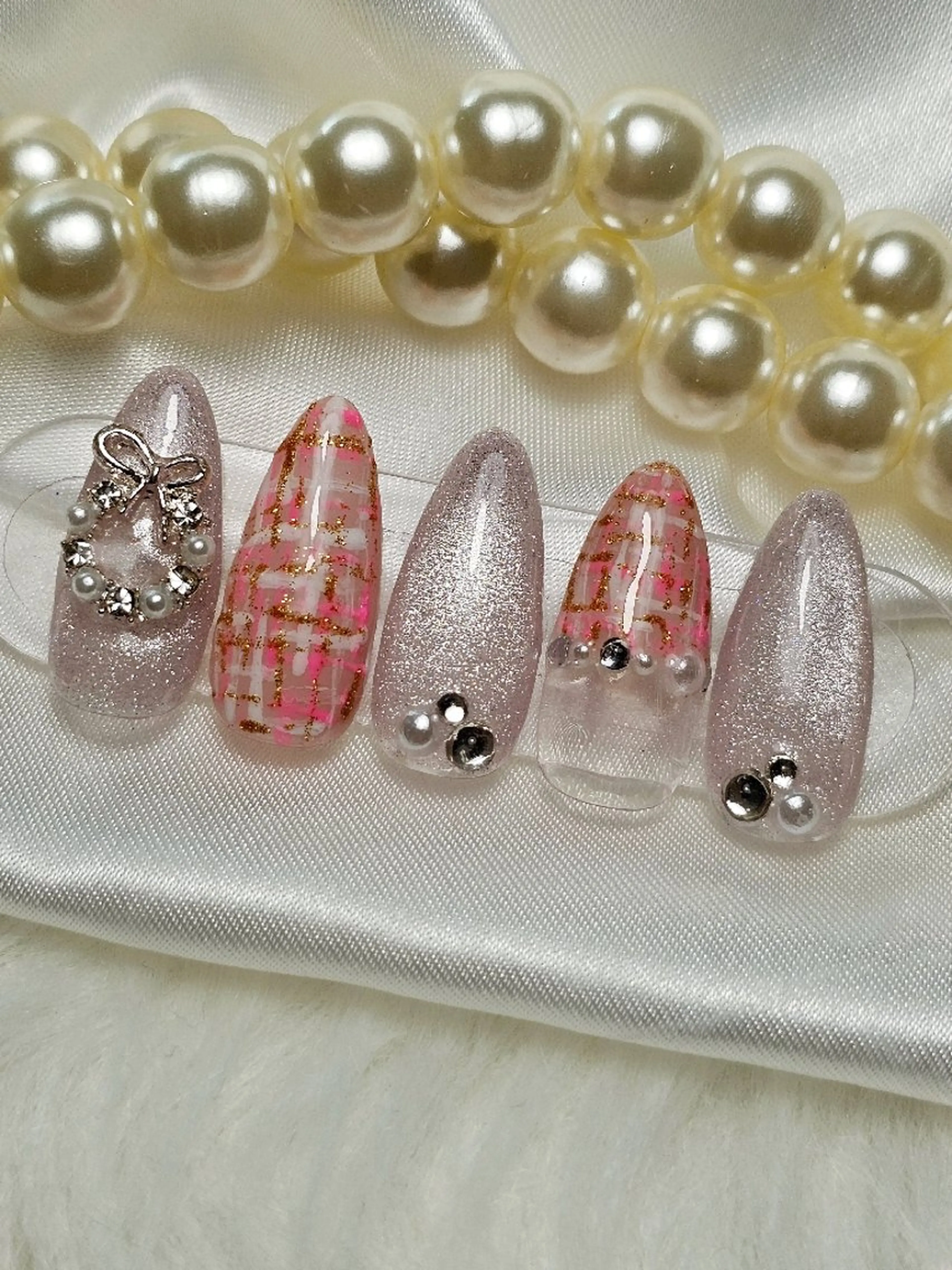 ネイル ジェルネイル マグネットネイル ツイードネイル Ra: Nail所属・Ra: nail    西新 韓国ネイルのネイルデザイン