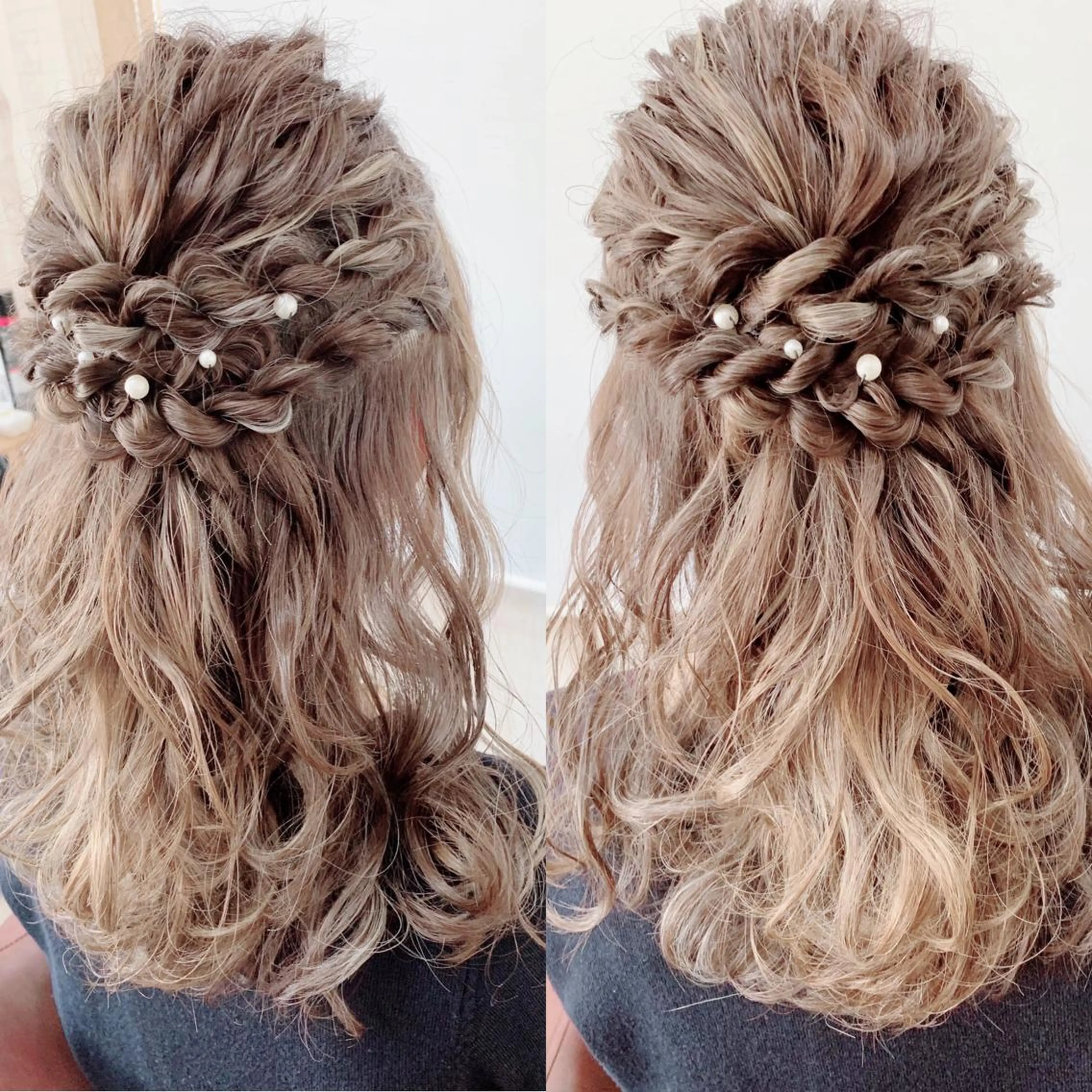 セミロング ヘアアレンジ ハーフアップ 結婚式・ブライダル 有坂 里恵のヘアスタイル