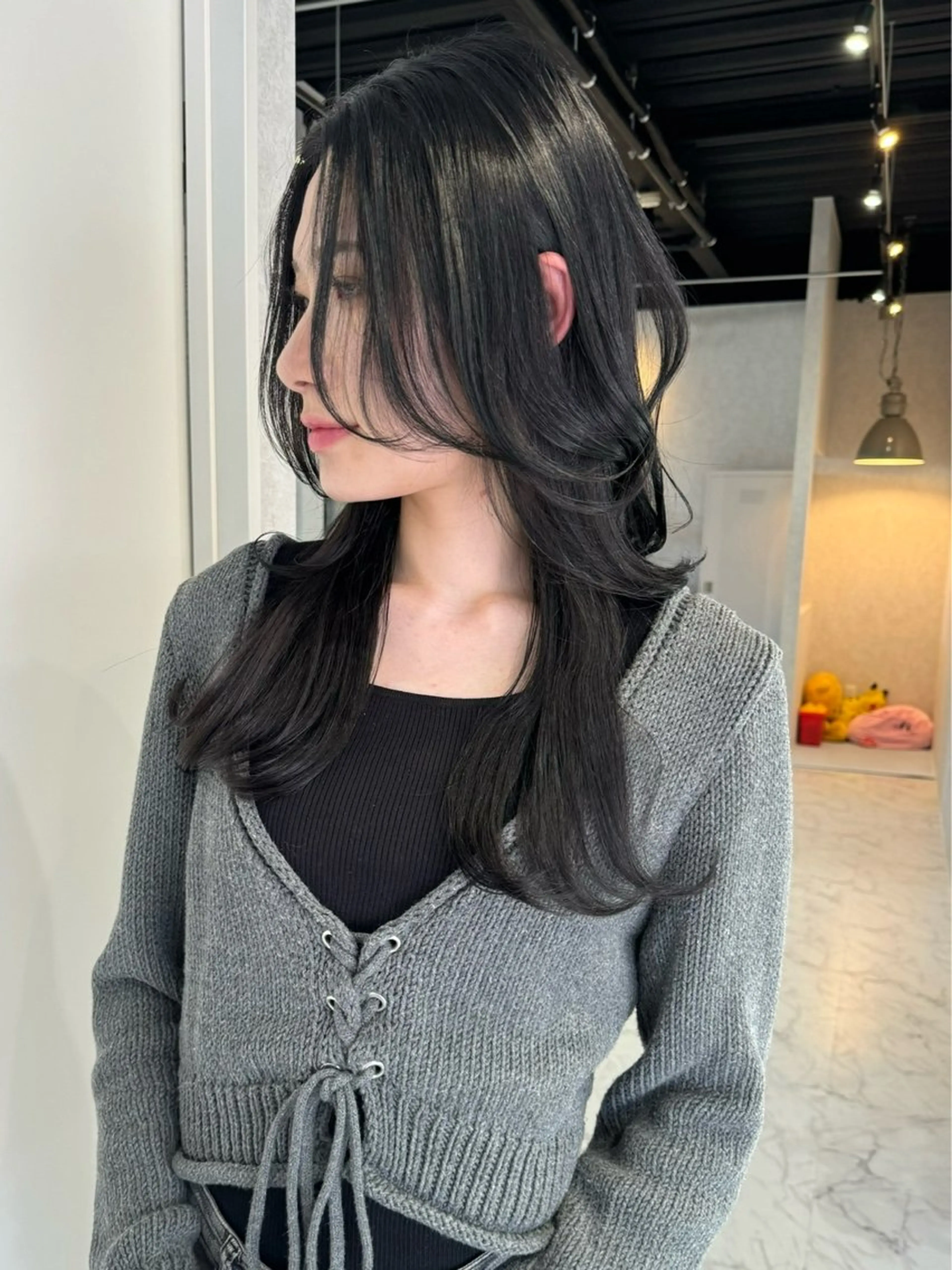 セミロング カラー ヘアアレンジ ショートボブ バレイヤージュ ブリーチ ケアブリーチ デザインカラー アンドウ ユウ/ レイヤーカット/韓国のヘアスタイル