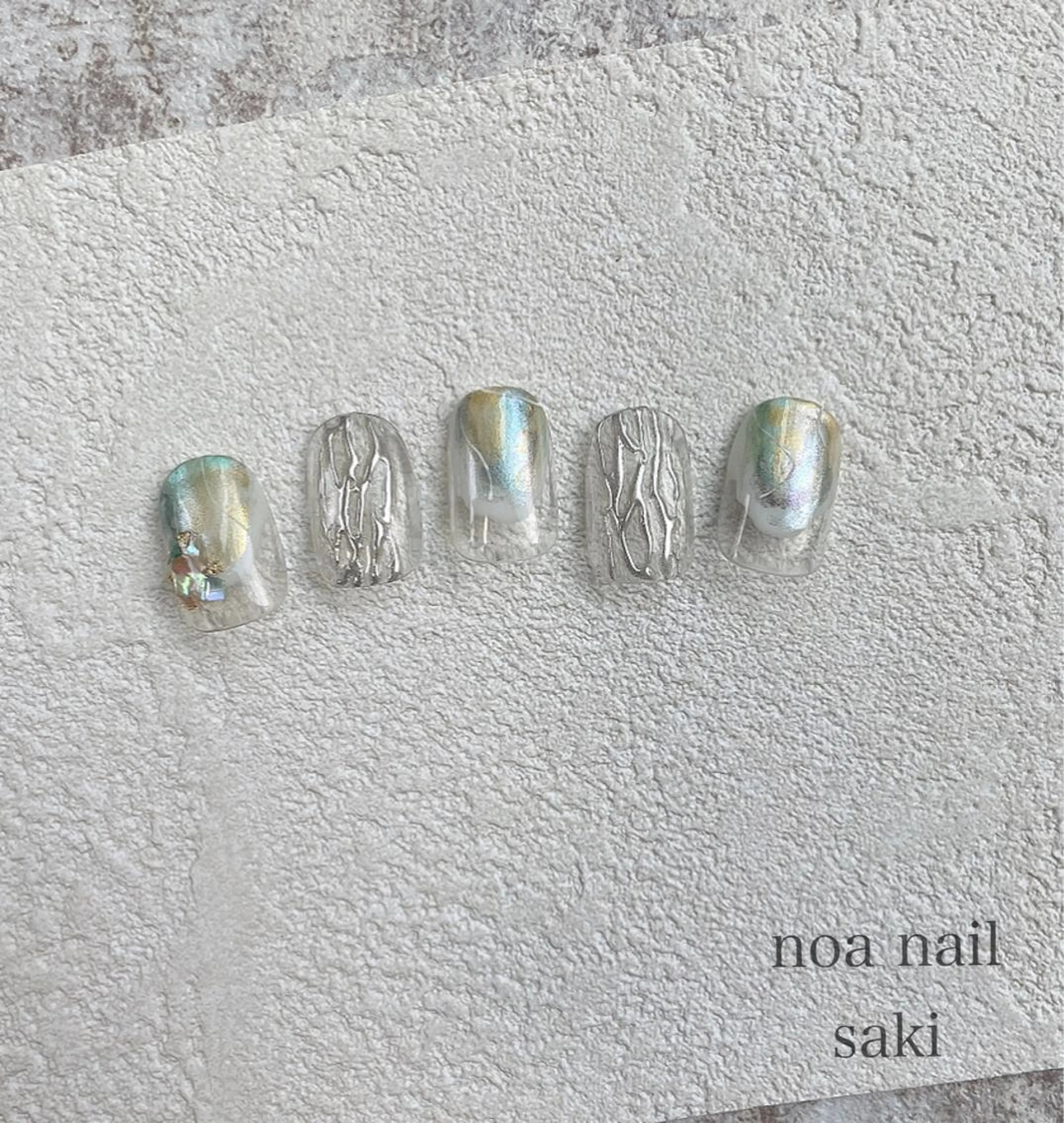 ネイル アートネイル オーロラネイル ジェルネイル 氷ネイル・うるうるネイル ミラーネイル nailsalon noa所属・nailist sakiのネイルデザイン
