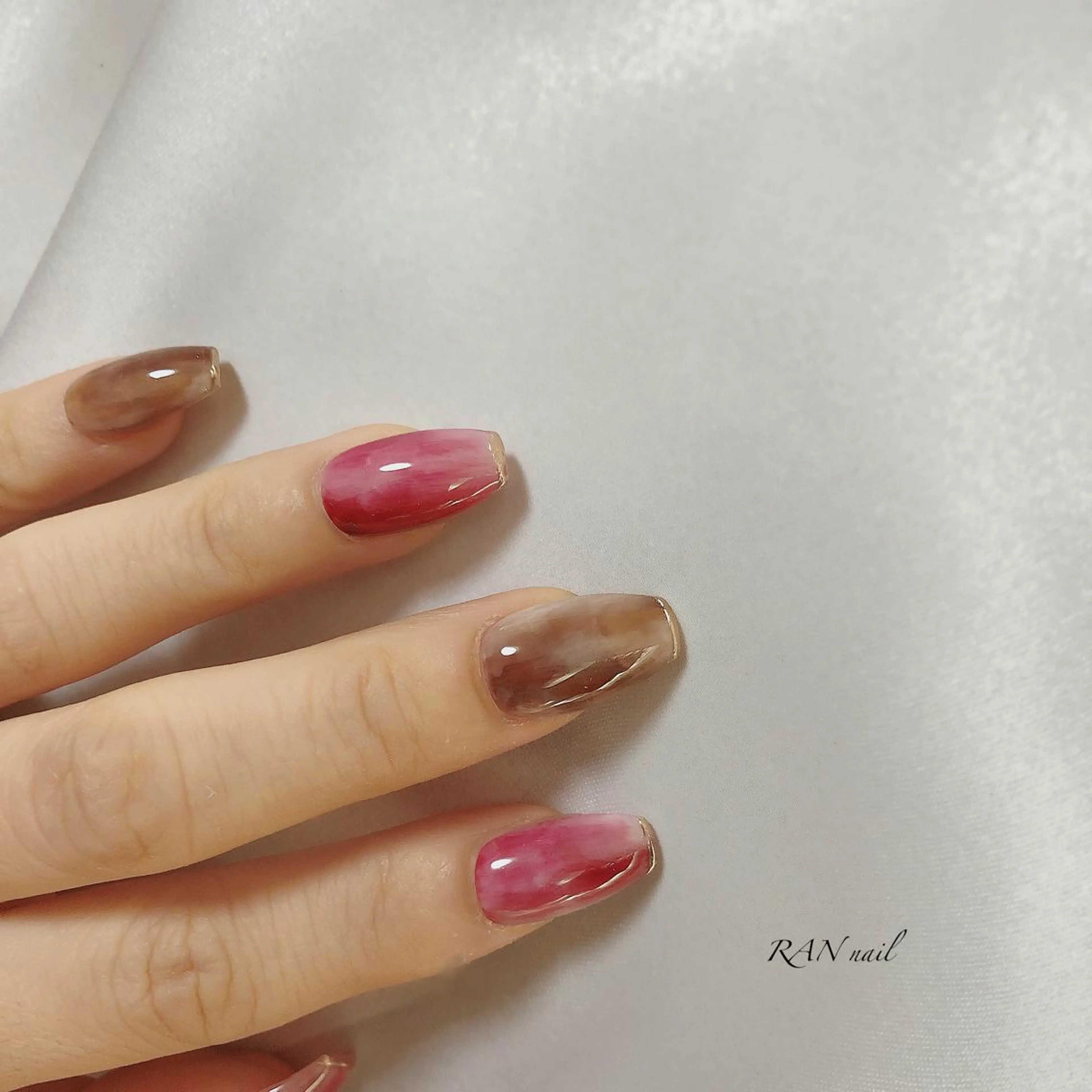 ネイル アートネイル ブラウン クリアネイル ジェルネイル ニュアンスネイル RAN nail 〜ランネイル〜所属・RAN nailのネイルデザイン