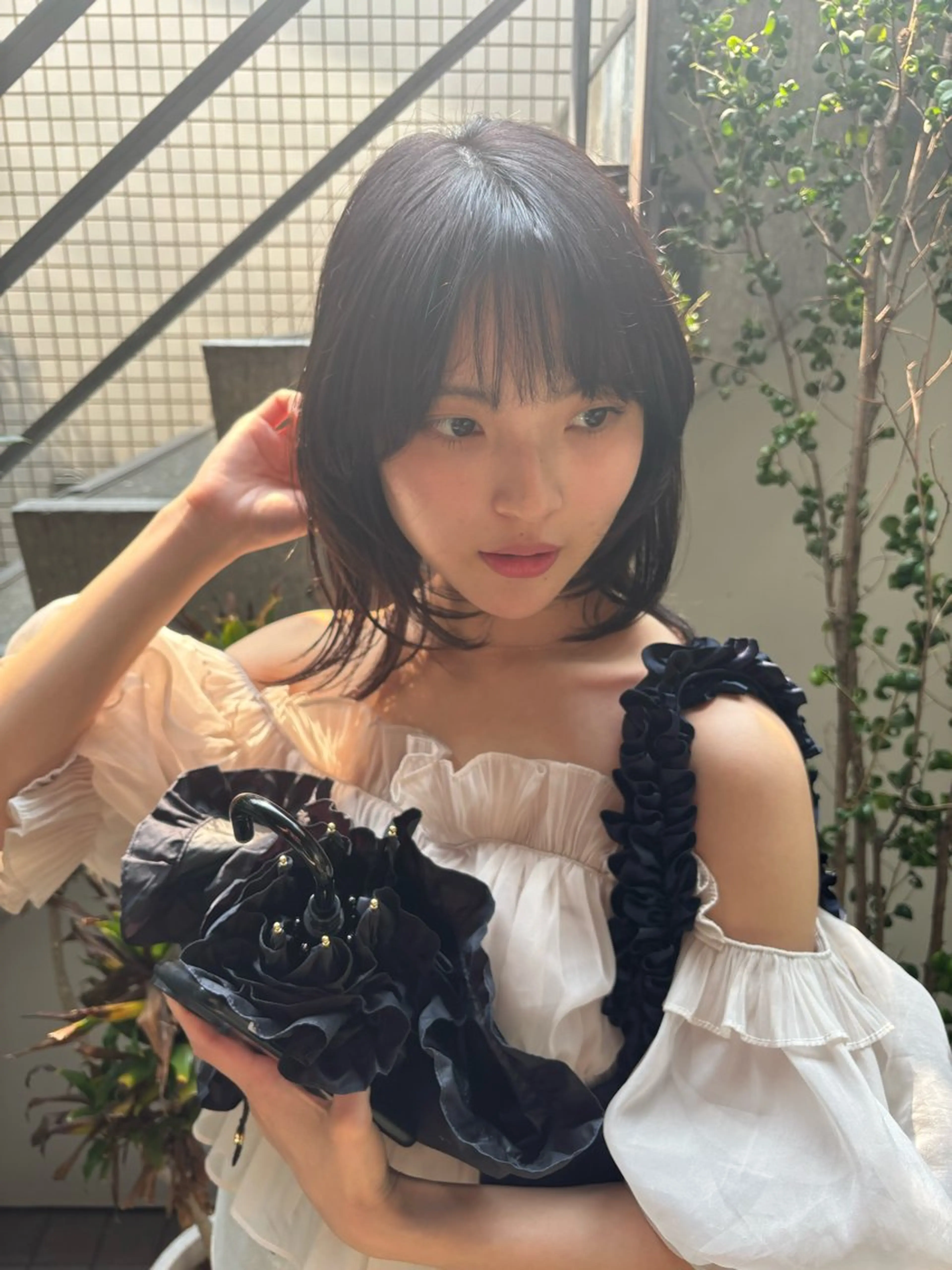 ミディアム ミディアムパーマ ボブ レイヤーカット マレットヘア カット ヘアカラー パーマ 縮毛矯正 トリートメント SHOTA ハイライト/パーマのヘアスタイル