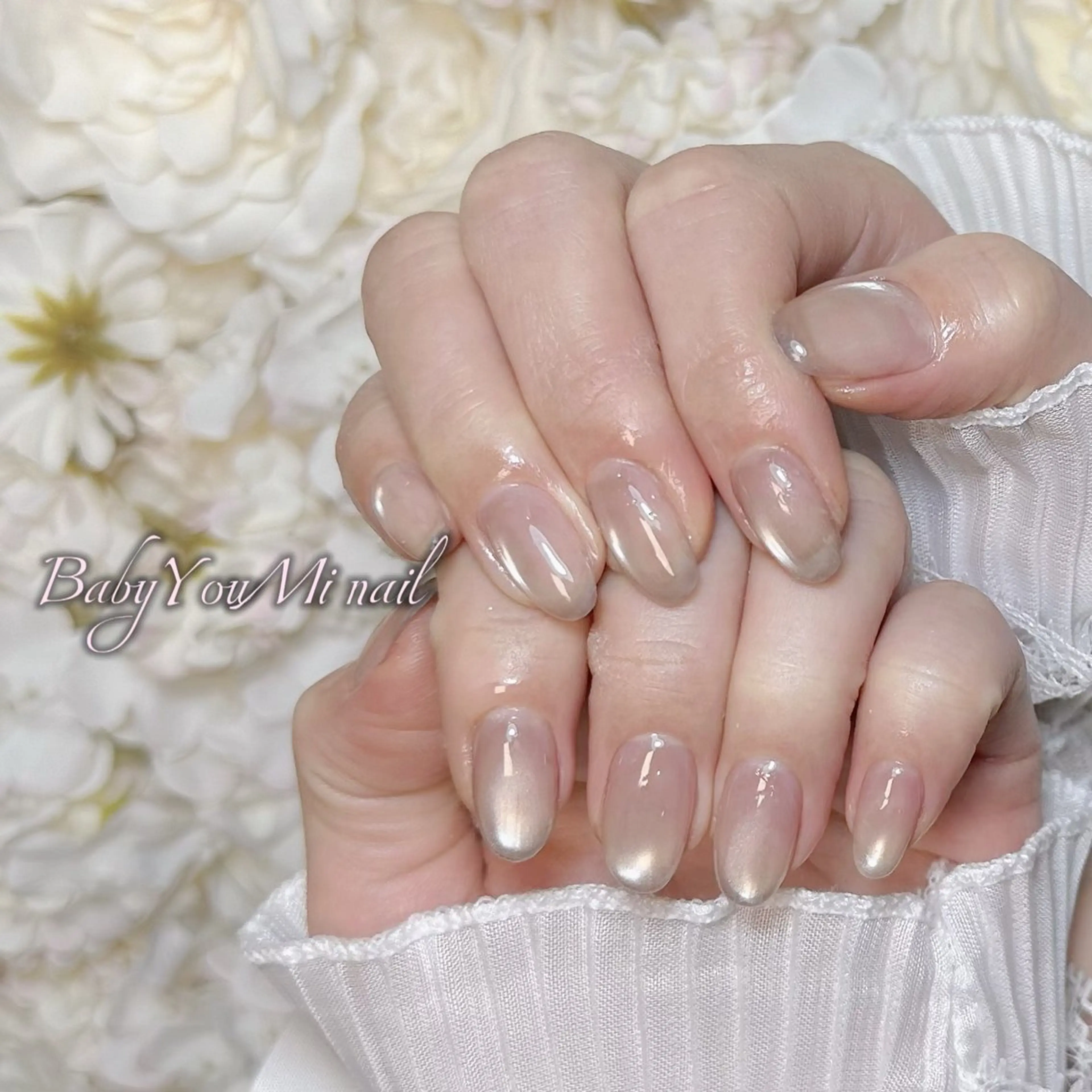 ネイル オーロラネイル 成人式 フットネイル フレンチネイル ジェルネイル ハンドネイル Oomiya 服部のネイルデザイン