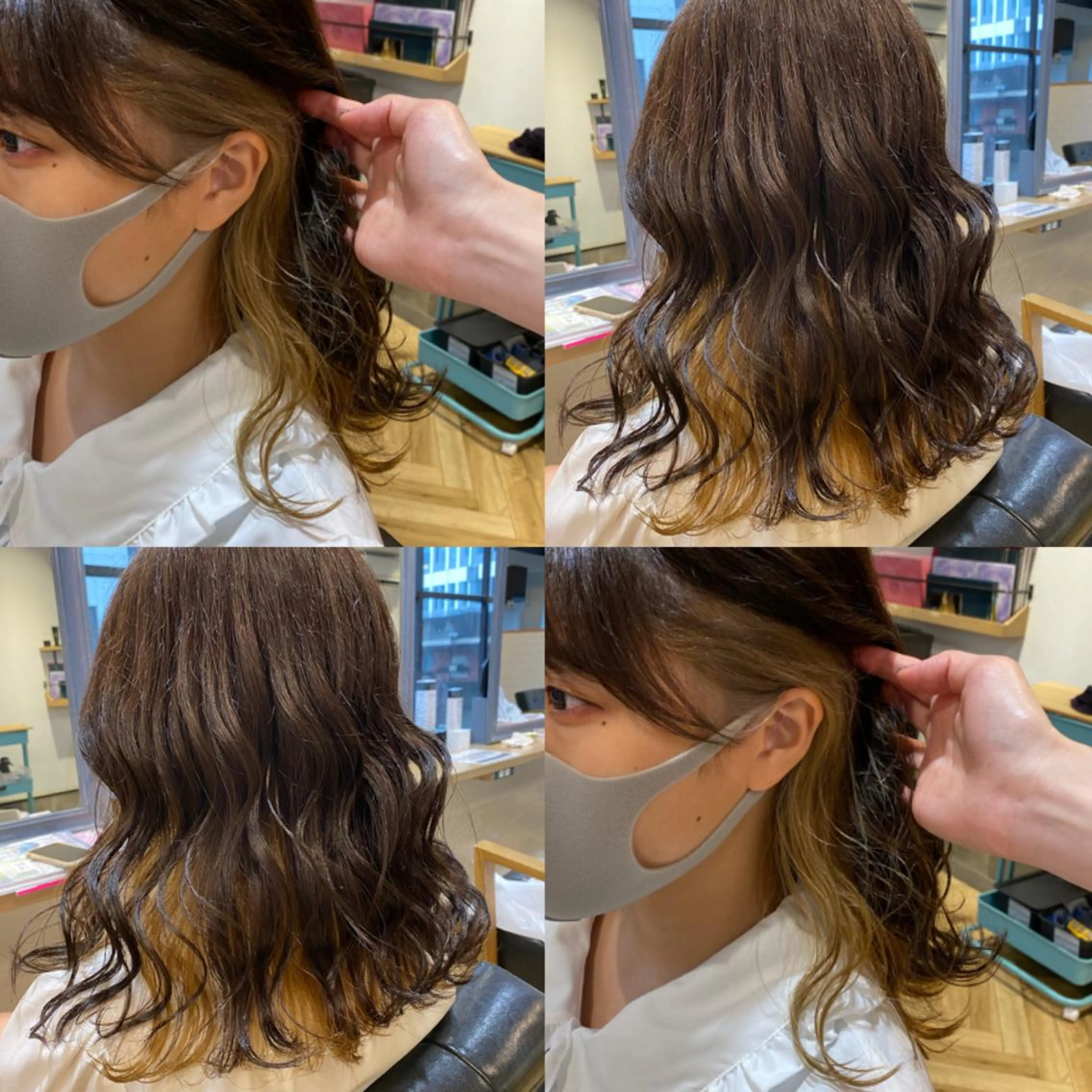 セミロング カラー インナーカラー 艶カラー/韓国顔周り 🎀mamiのヘアスタイル