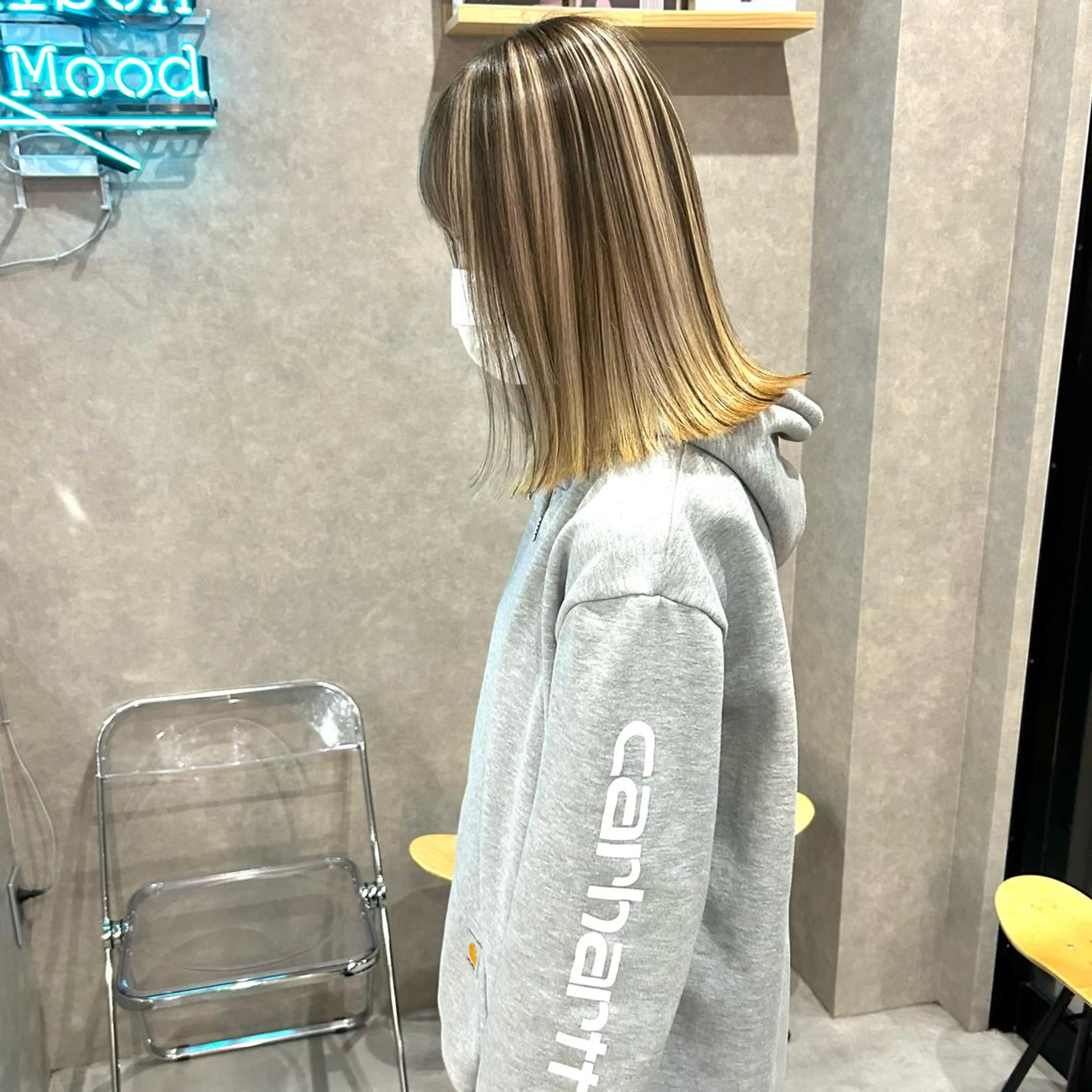 ミディアム カラー ヘアカラー トリートメント mood tatemachiのヘアスタイル