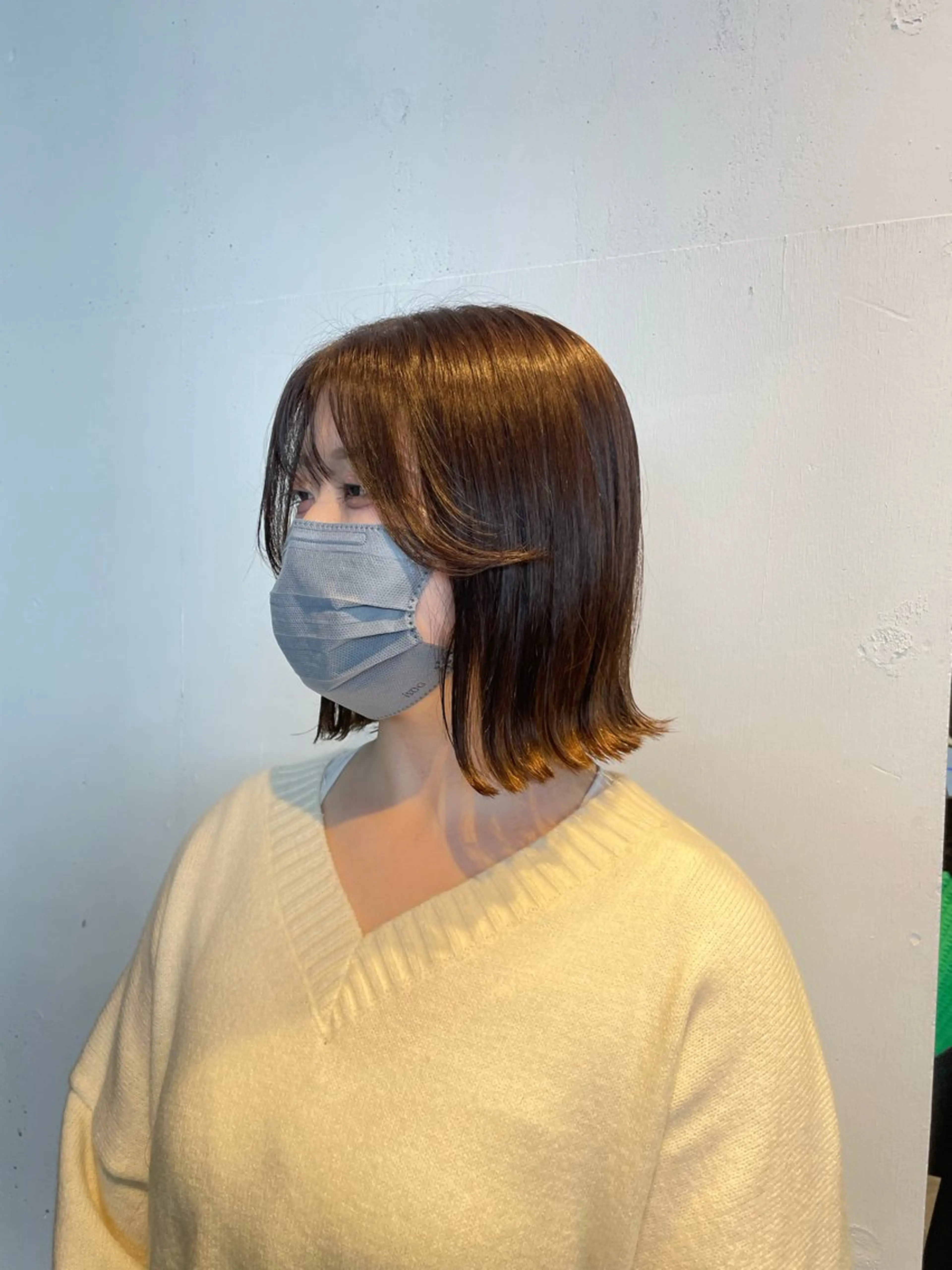 カラー 切りっぱなしボブ ボブ カット ヘアカラー ハイトーンカラー🩵 指名多数💗横山聖奈のヘアスタイル