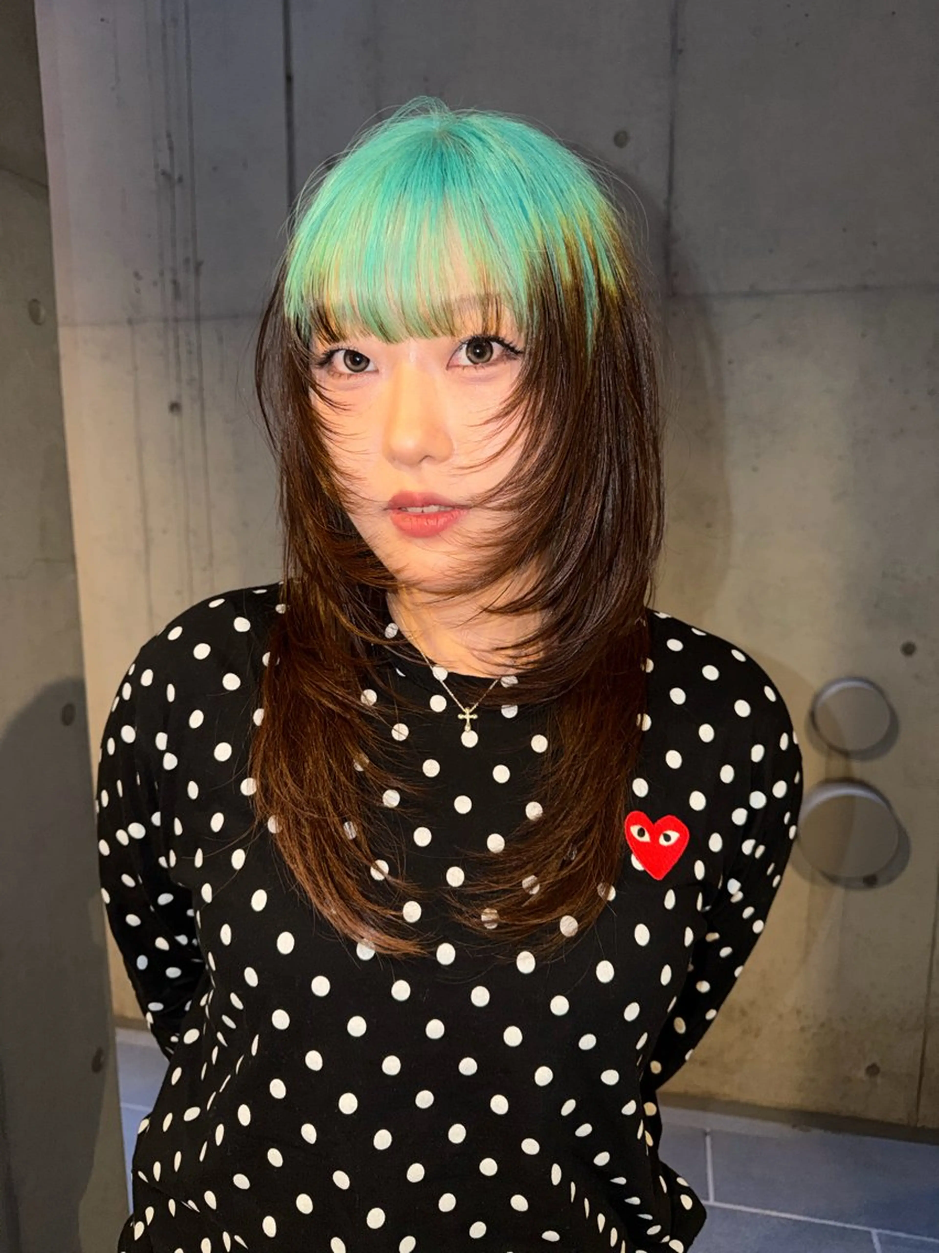 ロング カラー ブリーチ デザインカラー ダブルカラー ハッシュカット レイヤーカット カット ヘアカラー 似合わせウルフ/ レイヤー/山本祐輔のヘアスタイル
