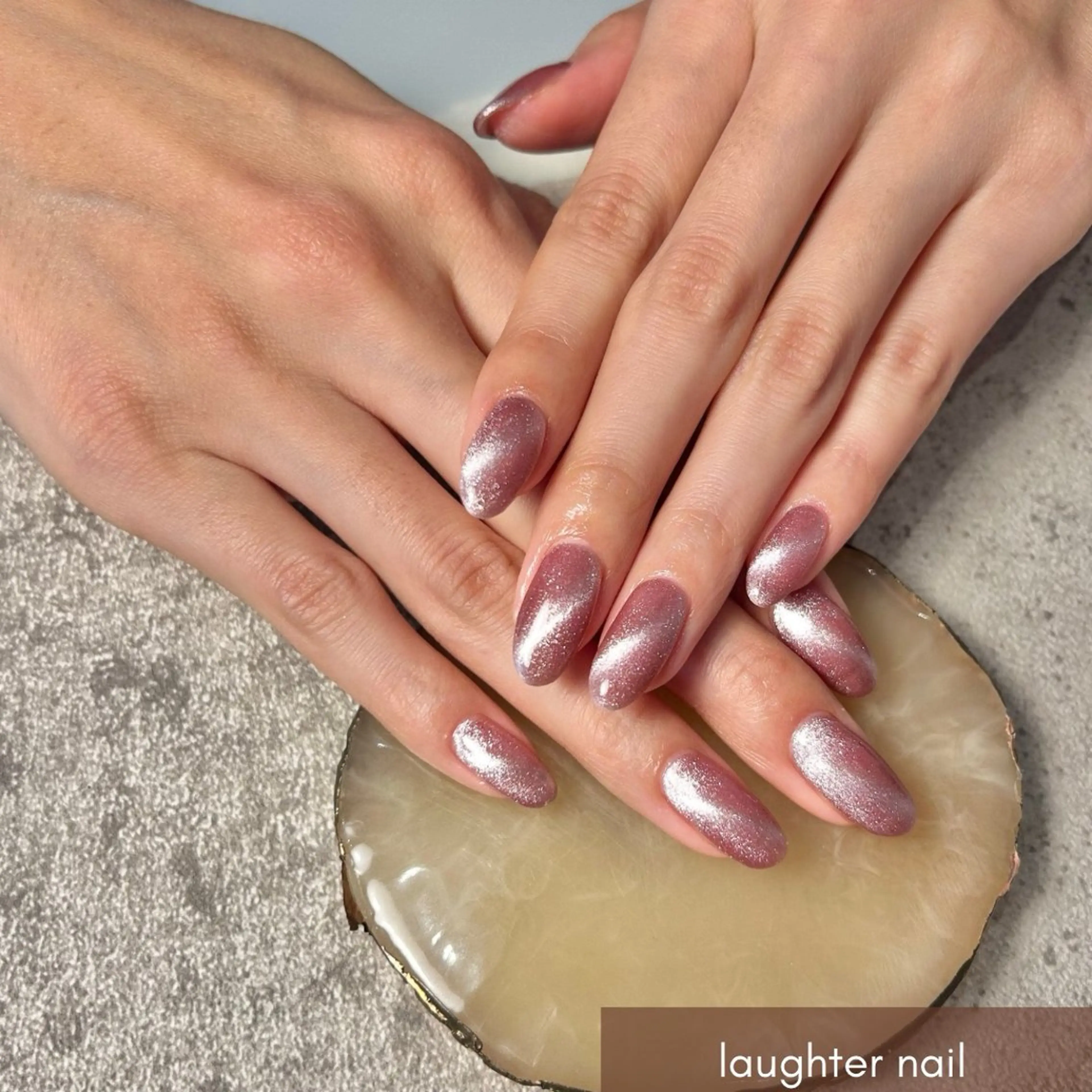 ネイル アートネイル ジェルネイル 氷ネイル・うるうるネイル マグネットネイル ピンク ハンドネイル laughter nailのネイルデザイン