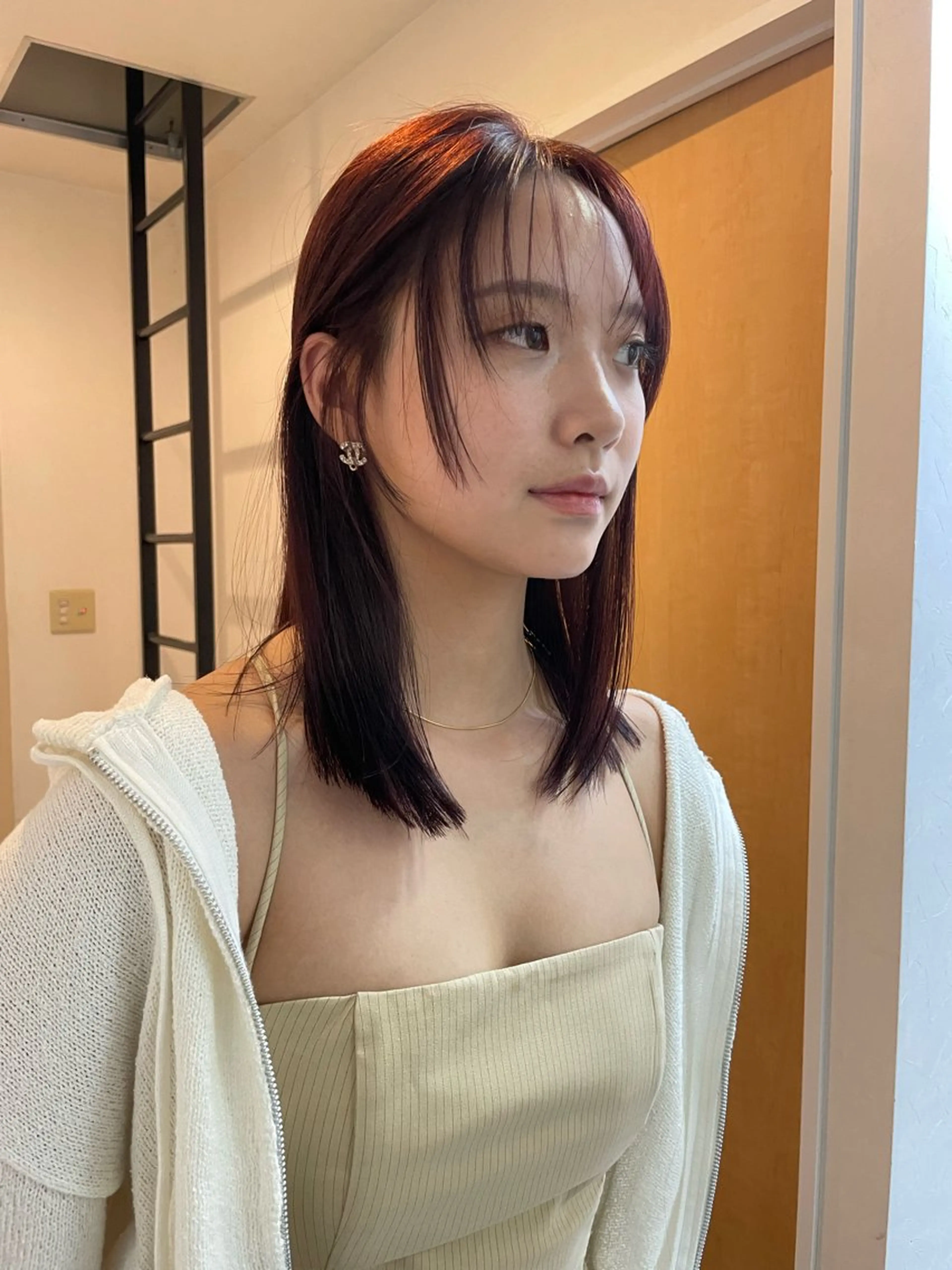 セミロング カラー ヘアカラー 水野谷愛/ボブ/ レイヤー/暖色カラーのヘアスタイル