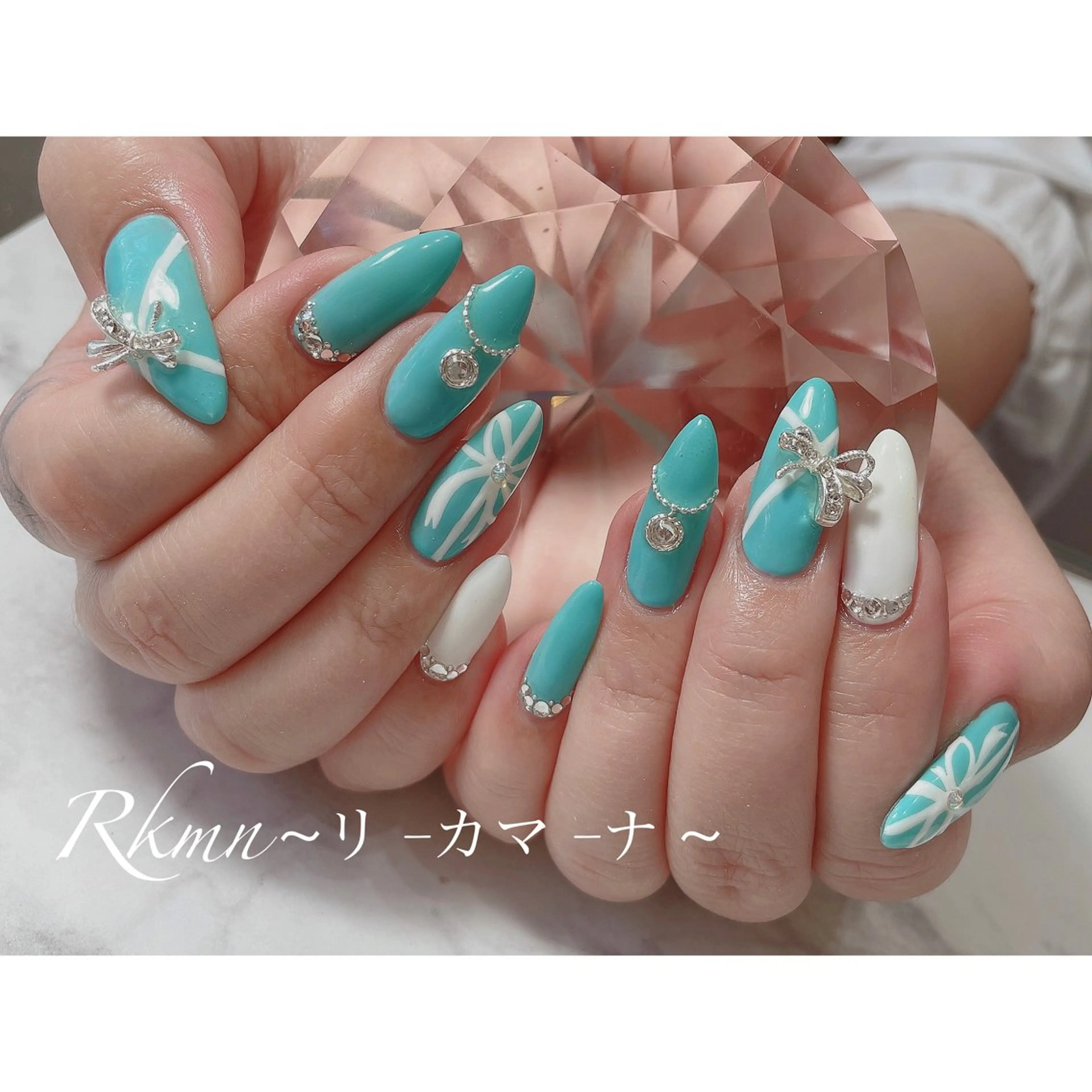 ネイル アートネイル ブルー 春ネイル ハンドネイル フットネイル ハンドケア Rkmn ~リ-カマ-ナ~のネイルデザイン